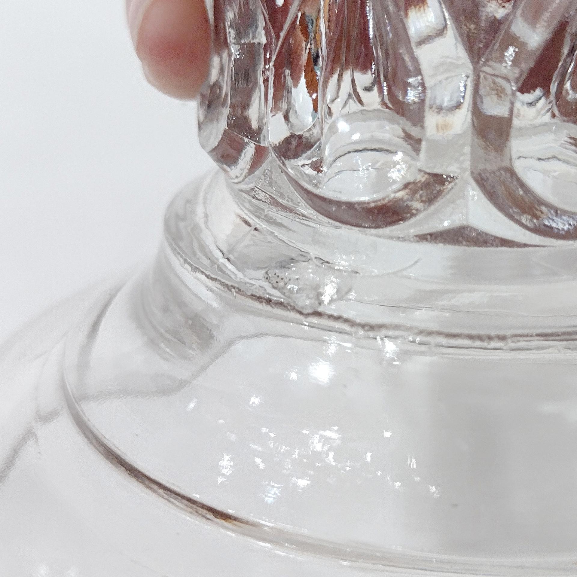 Antique Cooperative Flint Glass 190 Regal Block Clear Pressed Glass Pedestal Cake Stand with Lip, Vintage EAPG Pastry Dessert Display Plate