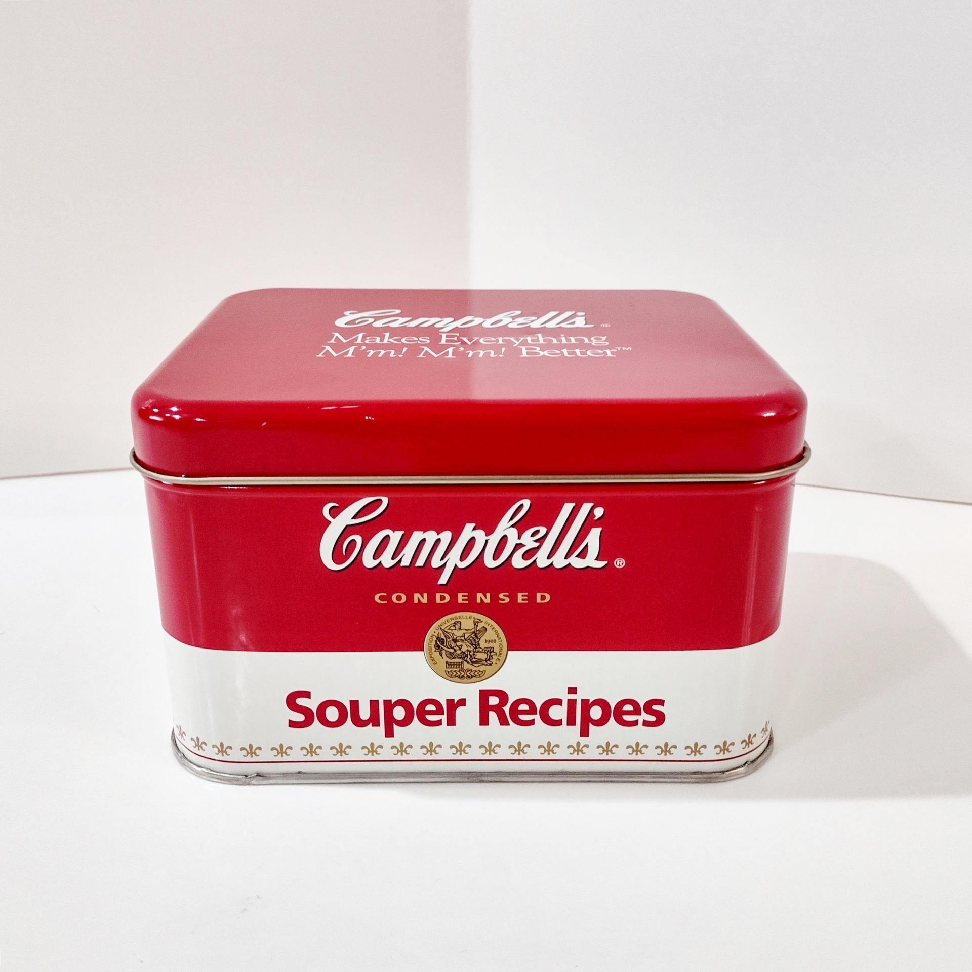 Vintage Campbells Souper Recipe Tin Box, Retro Metal Storage Container