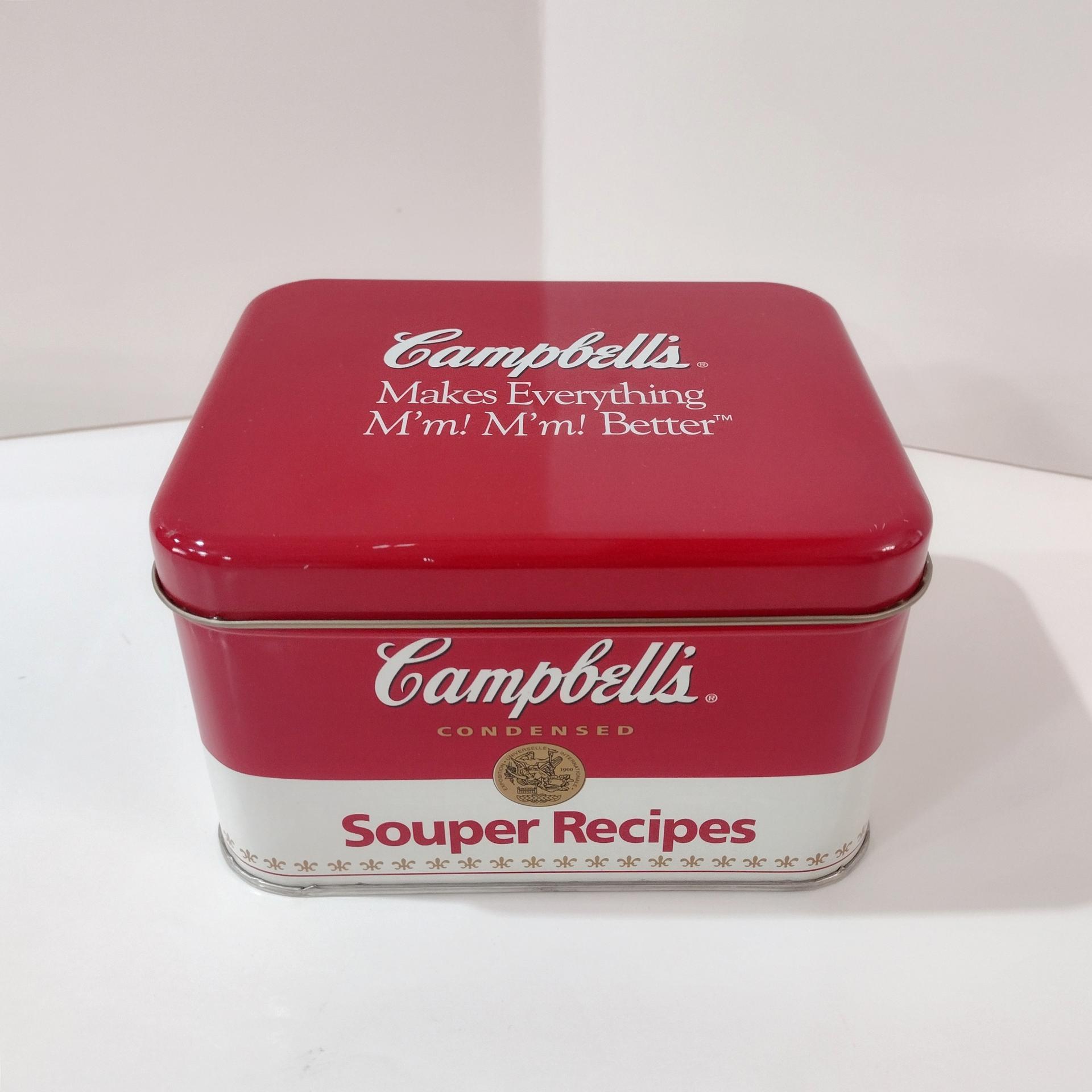 Vintage Campbells Souper Recipe Tin Box, Retro Metal Storage Container