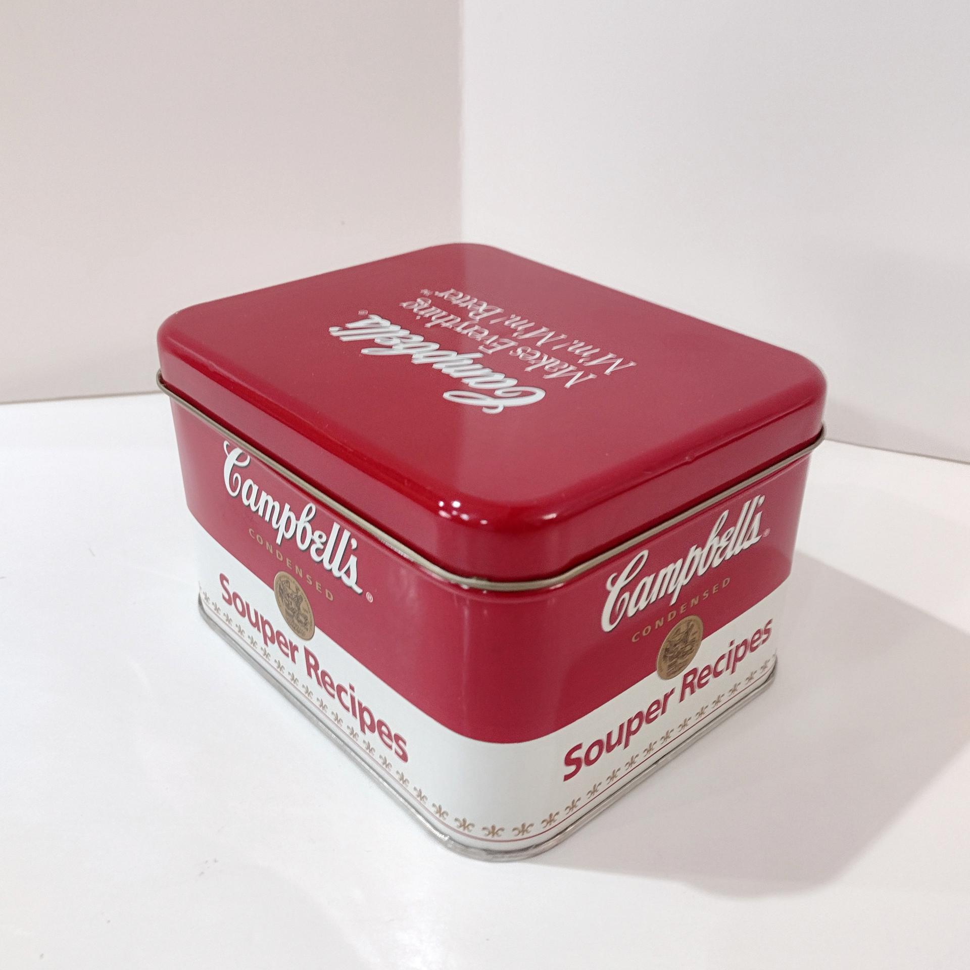 Vintage Campbells Souper Recipe Tin Box, Retro Metal Storage Container