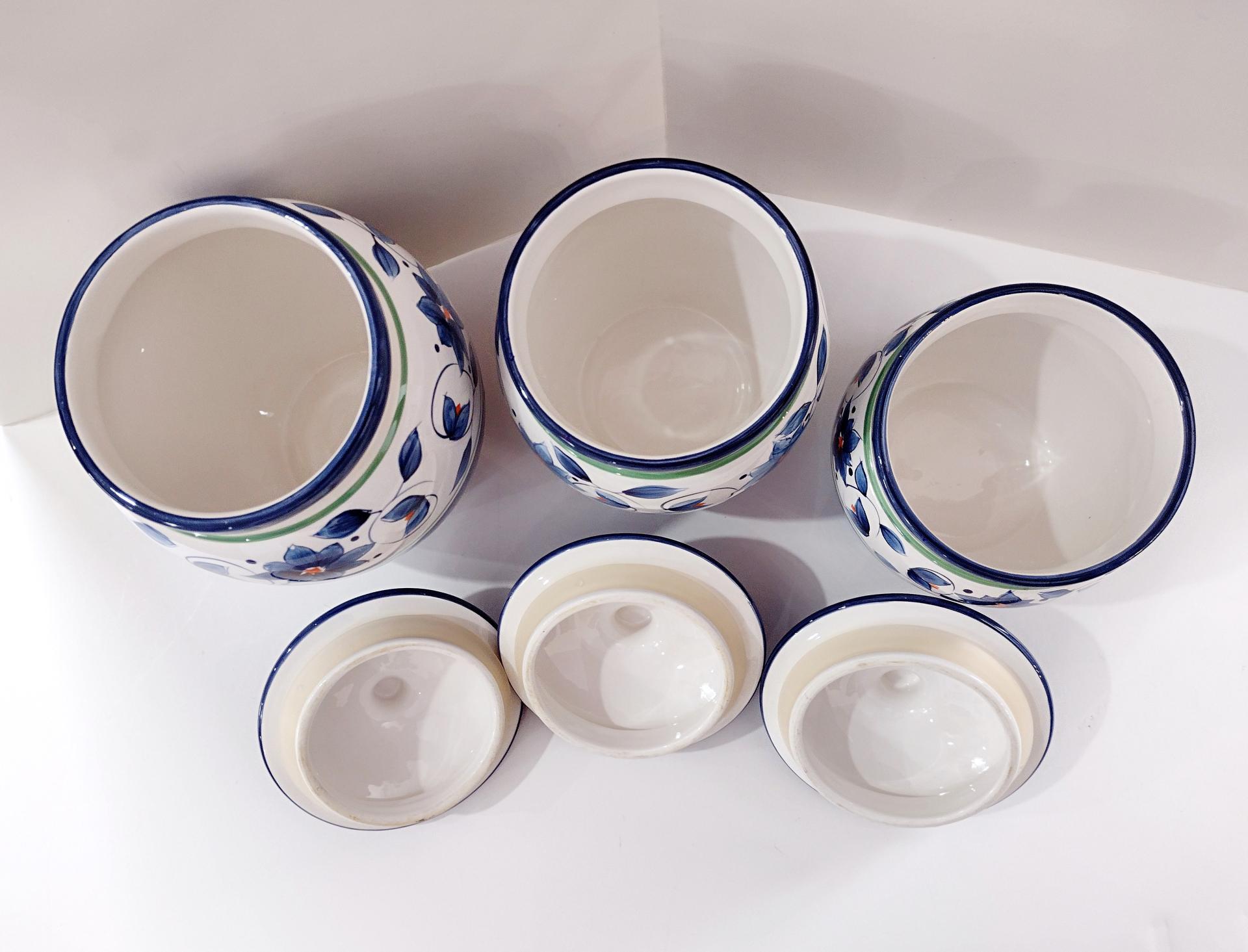 Set of Three Ceramic Pfaltzgraff Canisters, Orleans Pattern, Available for Local Pickup Only
