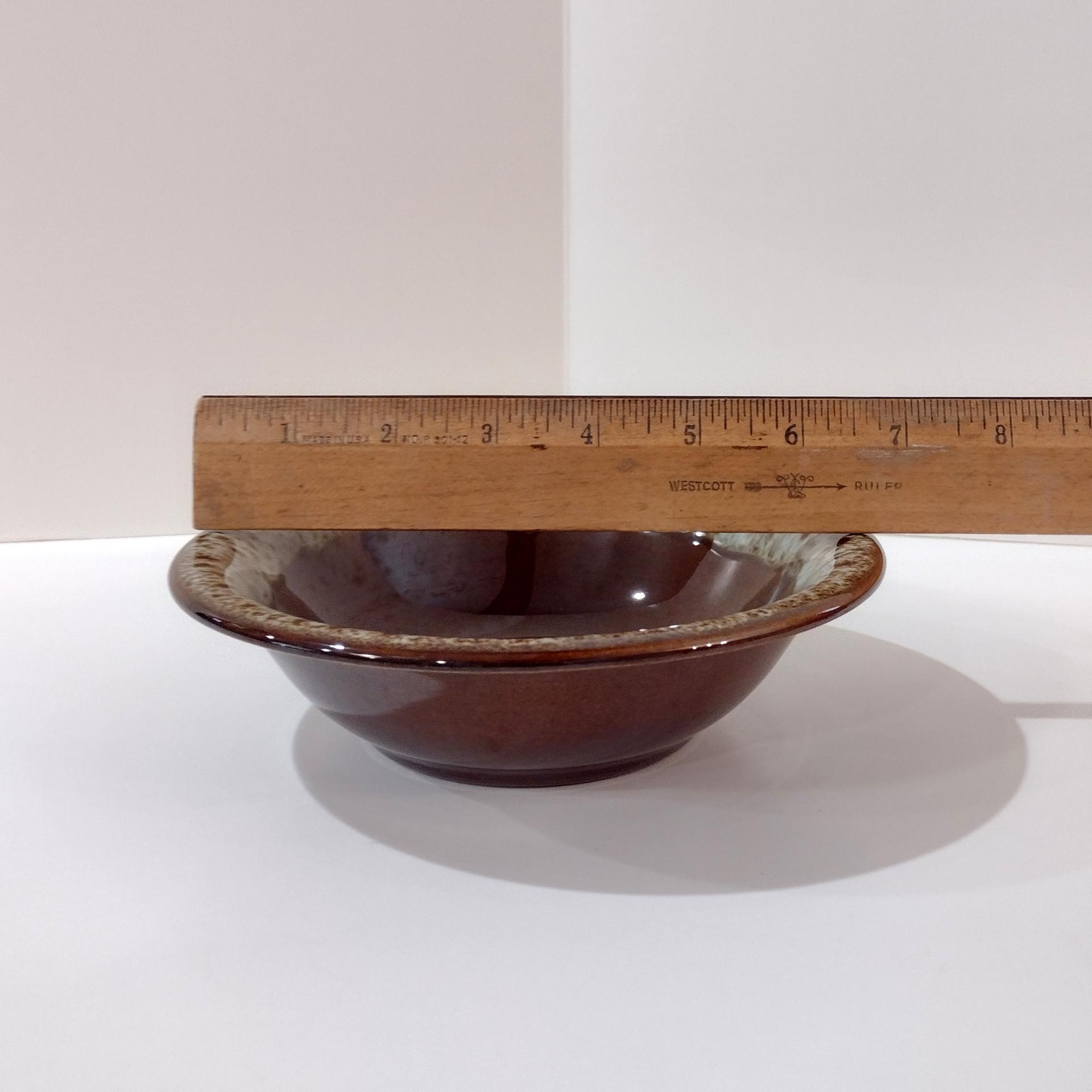 Vintage Canonsburg CAN38 Ironstone Coupe Cereal Bowls, Set of Two, Canonsburg Pottery Ceramic Brown Drip Glaze Bowls