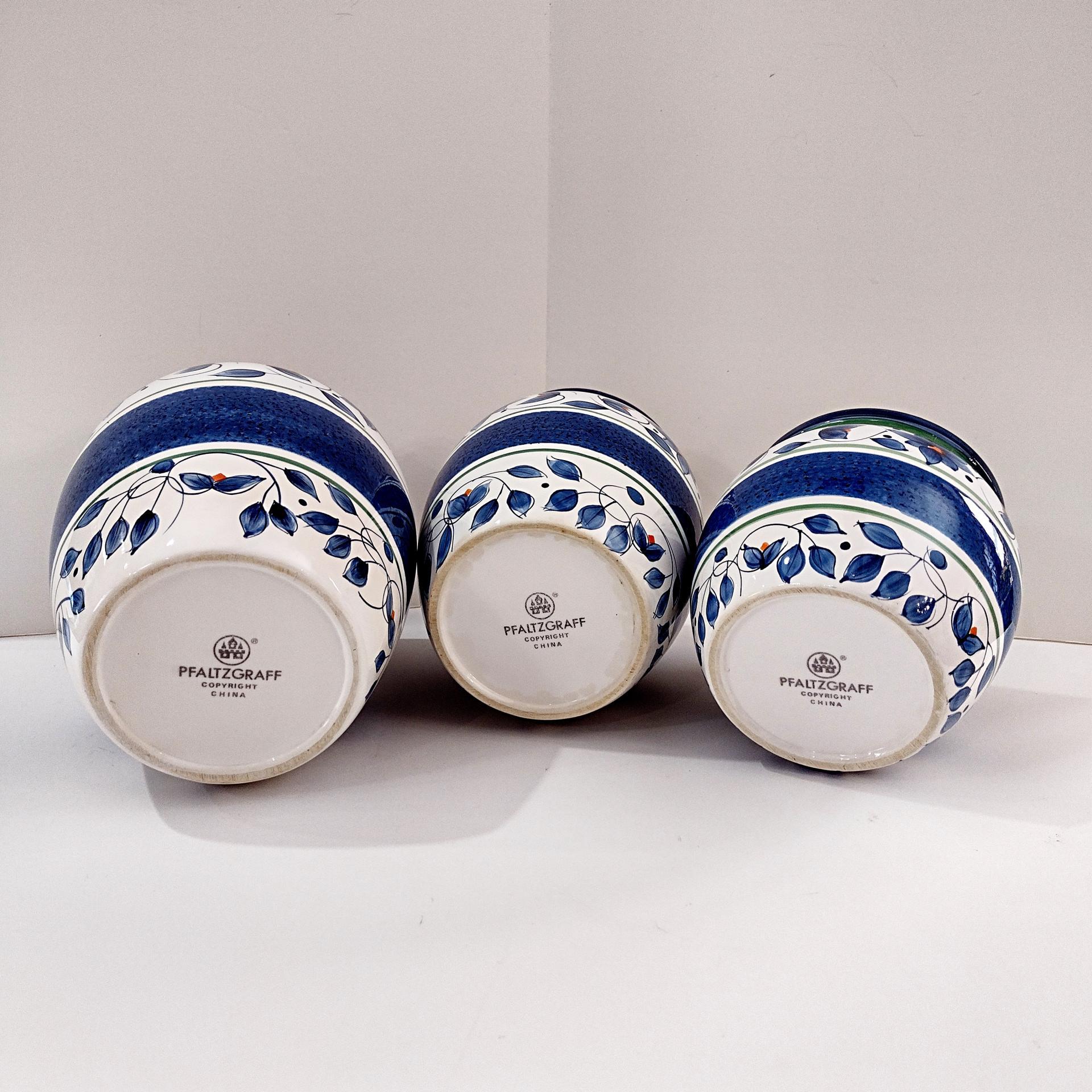 Set of Three Ceramic Pfaltzgraff Canisters, Orleans Pattern, Available for Local Pickup Only