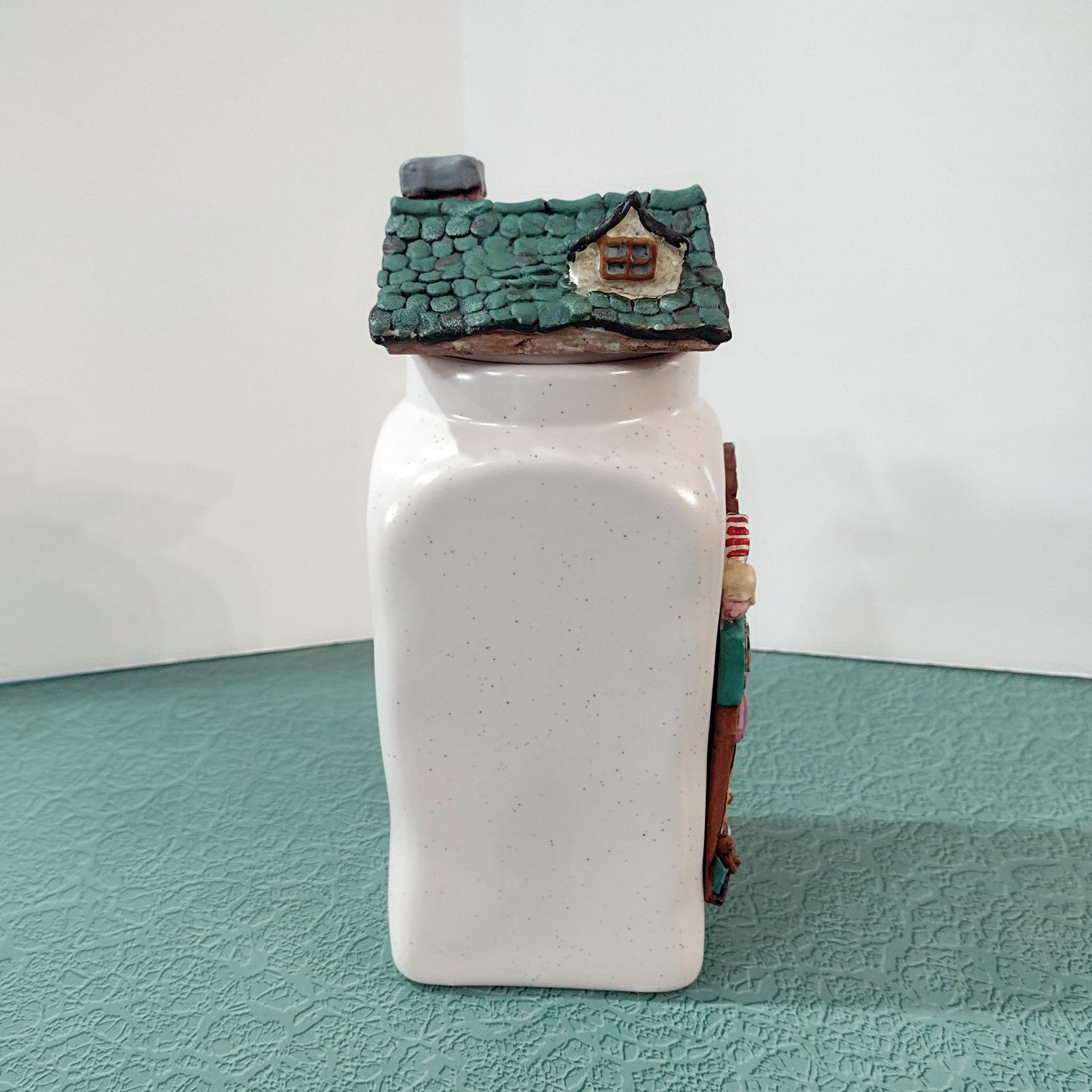 Vintage Ceramic Candy Shop Storage Canister, House Shaped Air Tight Storage Container
