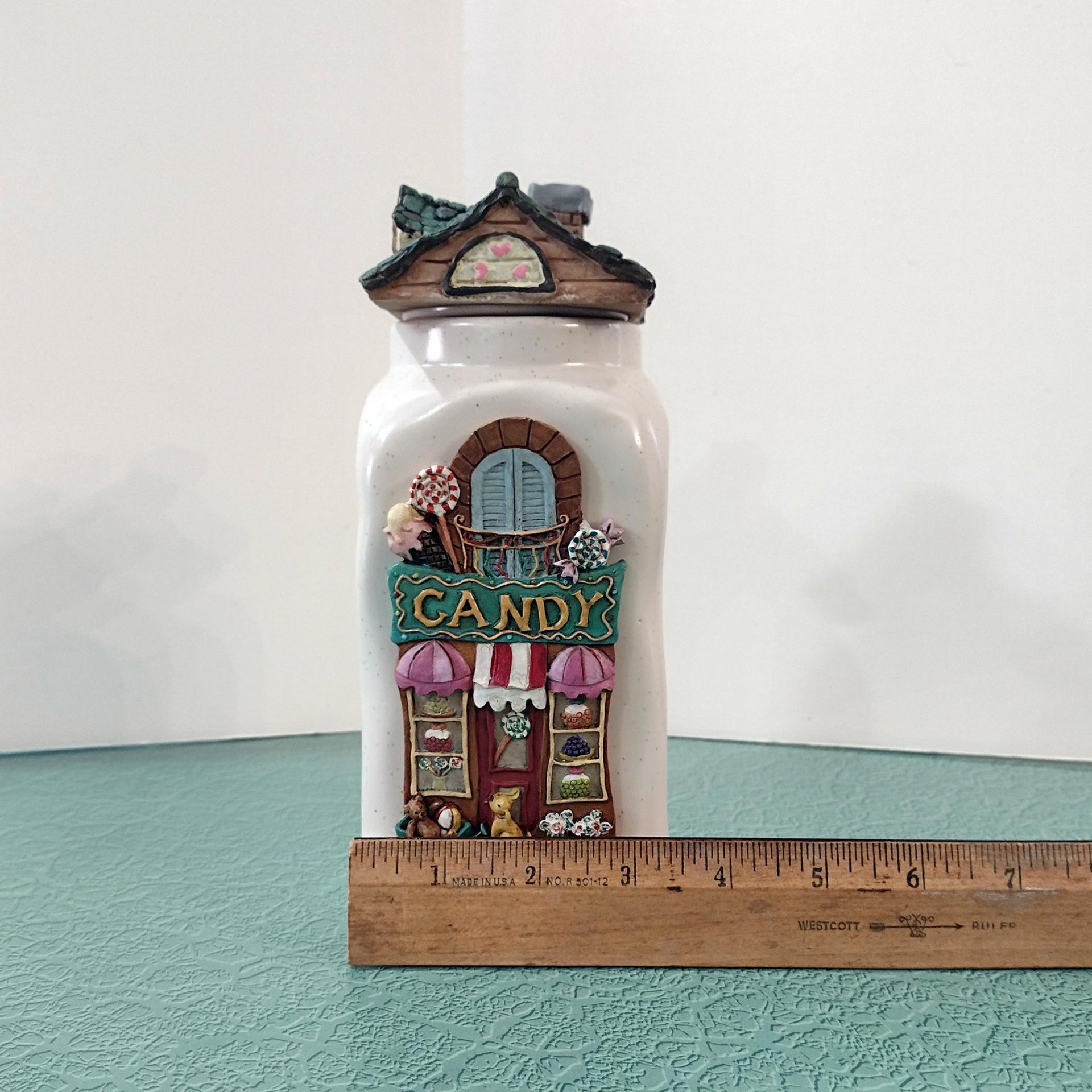 Vintage Ceramic Candy Shop Storage Canister, House Shaped Air Tight Storage Container