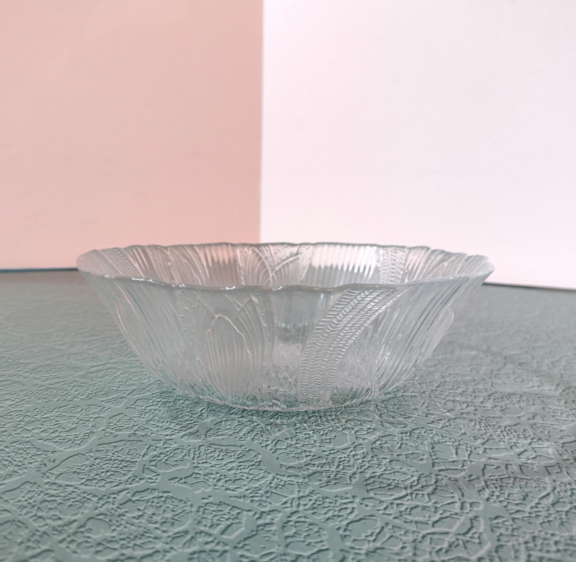 Vintage Arcoroc Canterbury Crocus Clear Glass Cereal Bowls, Set of 4