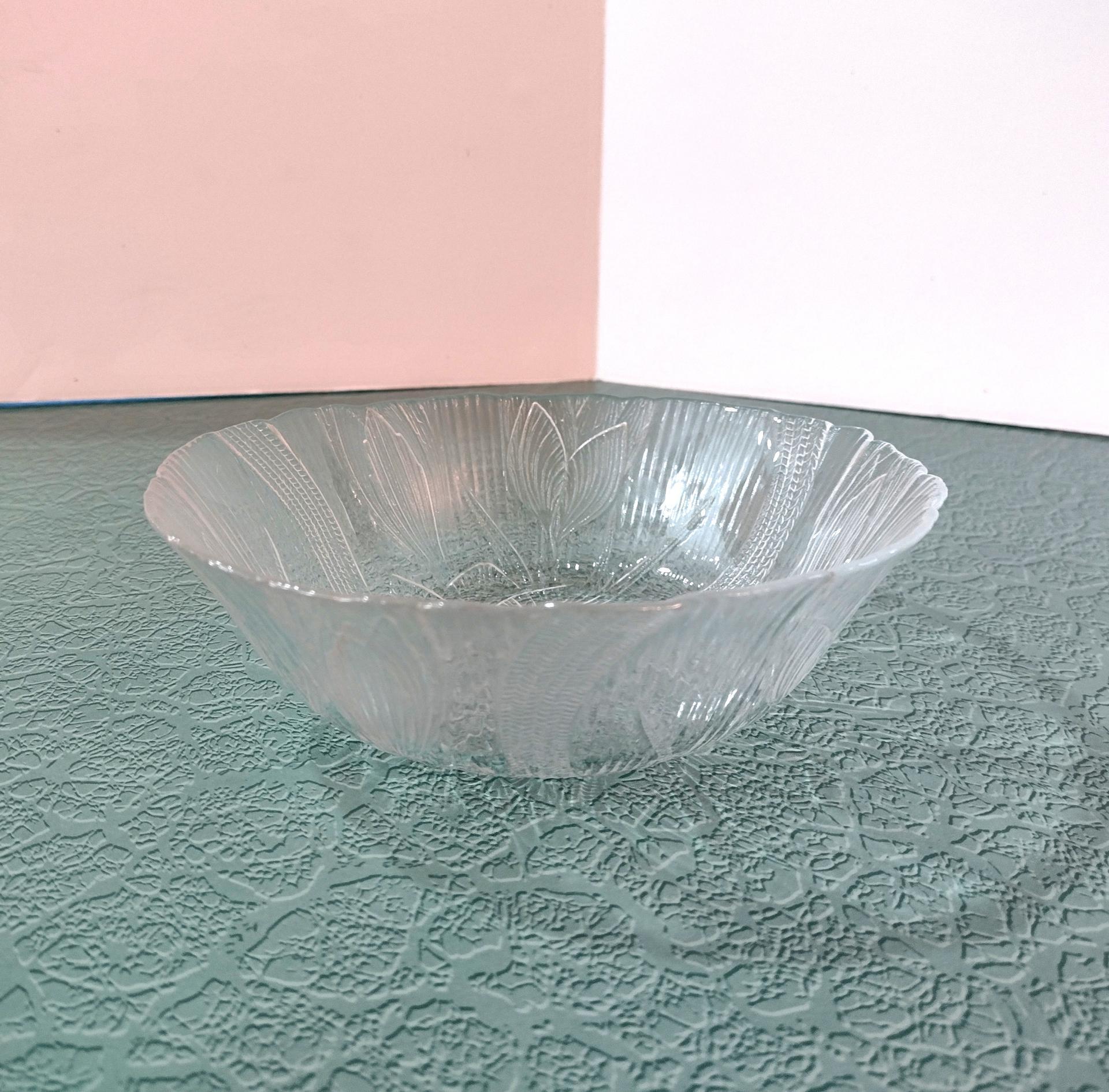 Vintage Arcoroc Canterbury Crocus Clear Glass Cereal Bowls, Set of 4