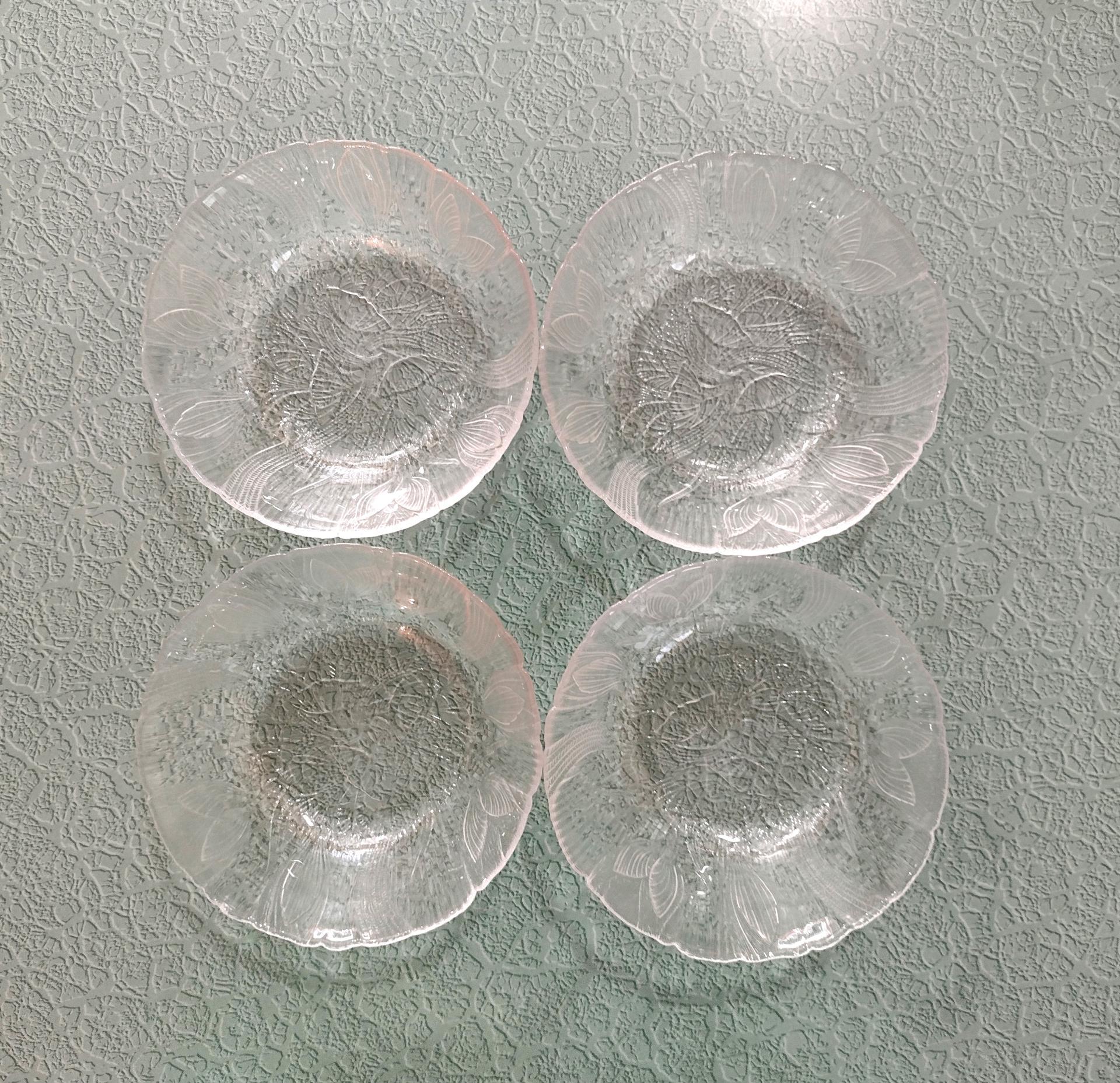 Vintage Arcoroc Canterbury Crocus Clear Glass Cereal Bowls, Set of 4