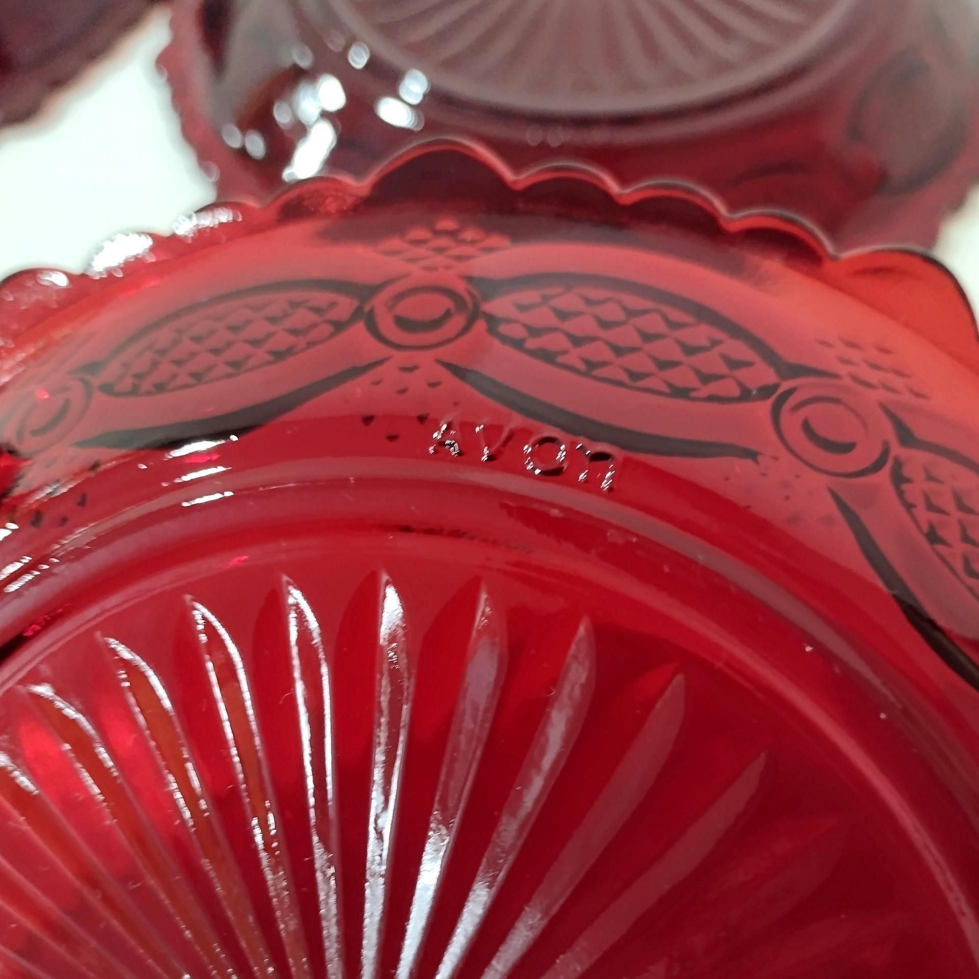 Vintage Avon 1876 Cape Cod Ruby Red Glass Salad Appetizer Dessert Plates, Set of Four