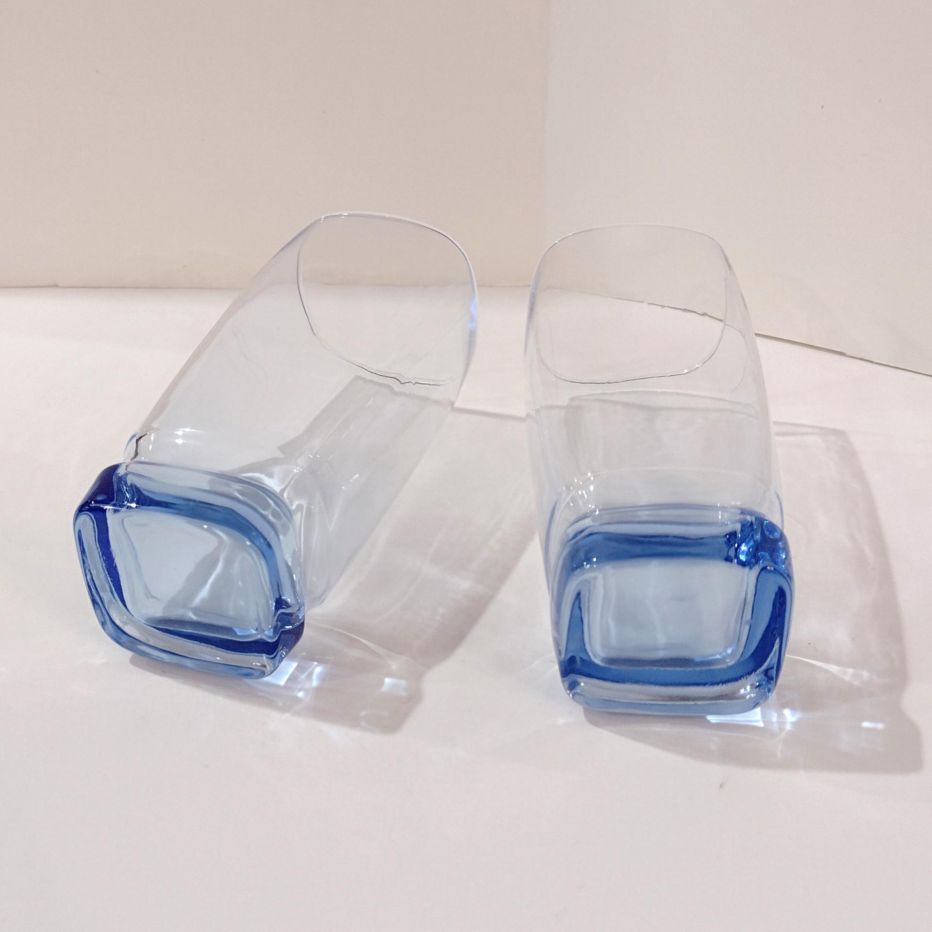Vintage Libbey Carrington Blue Cooler Glasses, Set of 2, Ice Tea Glasses, 16 Ounce Tumblers