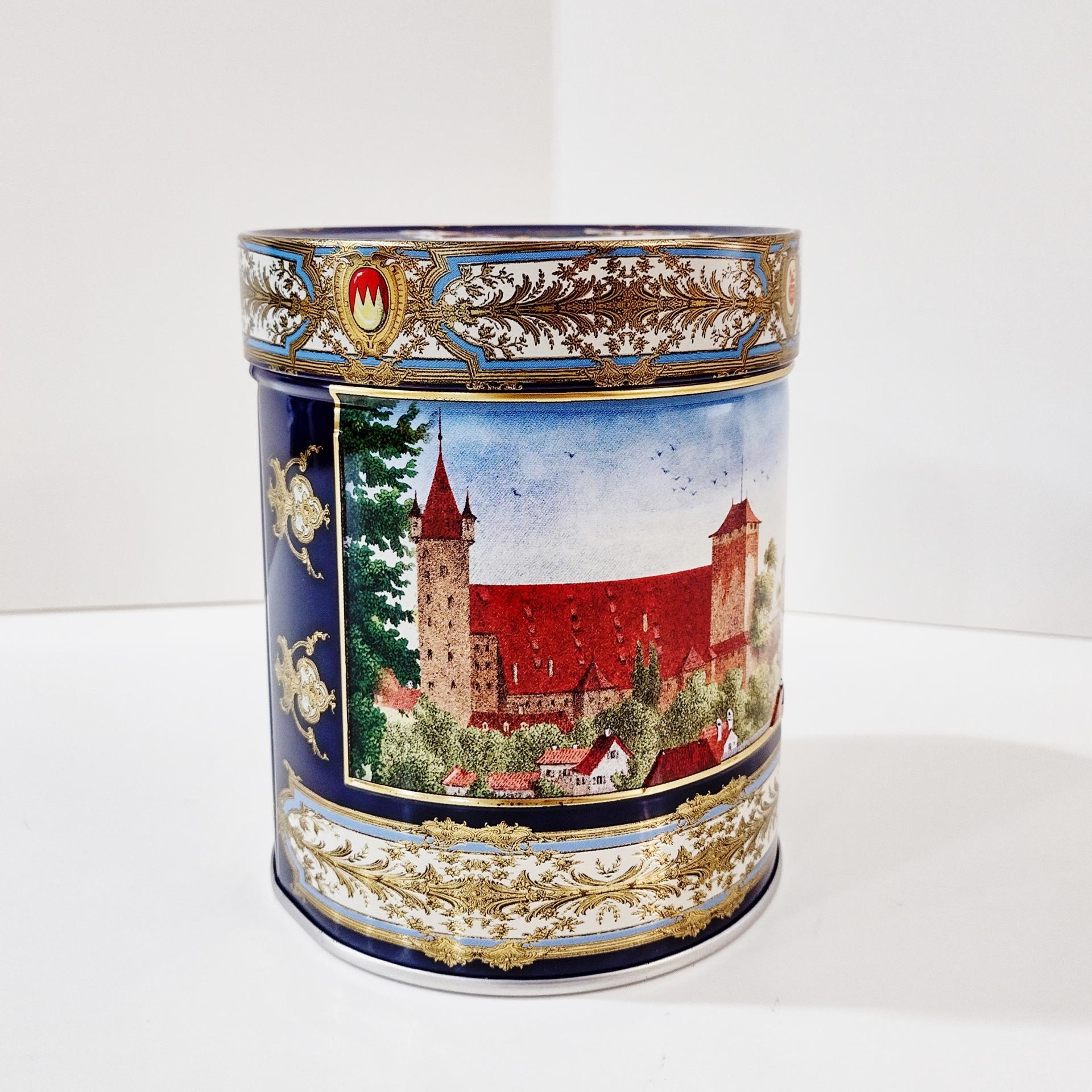 Vintage E. Otto Schmidt Nurnberger Lebkuchen Castle Tin, Nuremburg Germany Scene Decorative Storage Tin