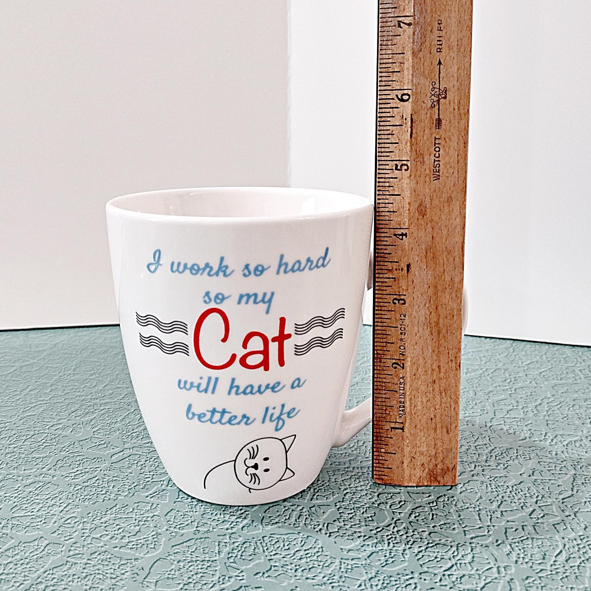 Vintage I Work So Hard for My Cat Ceramic Coffee Mug, Pfaltzgraff Everyday Oversized Mug