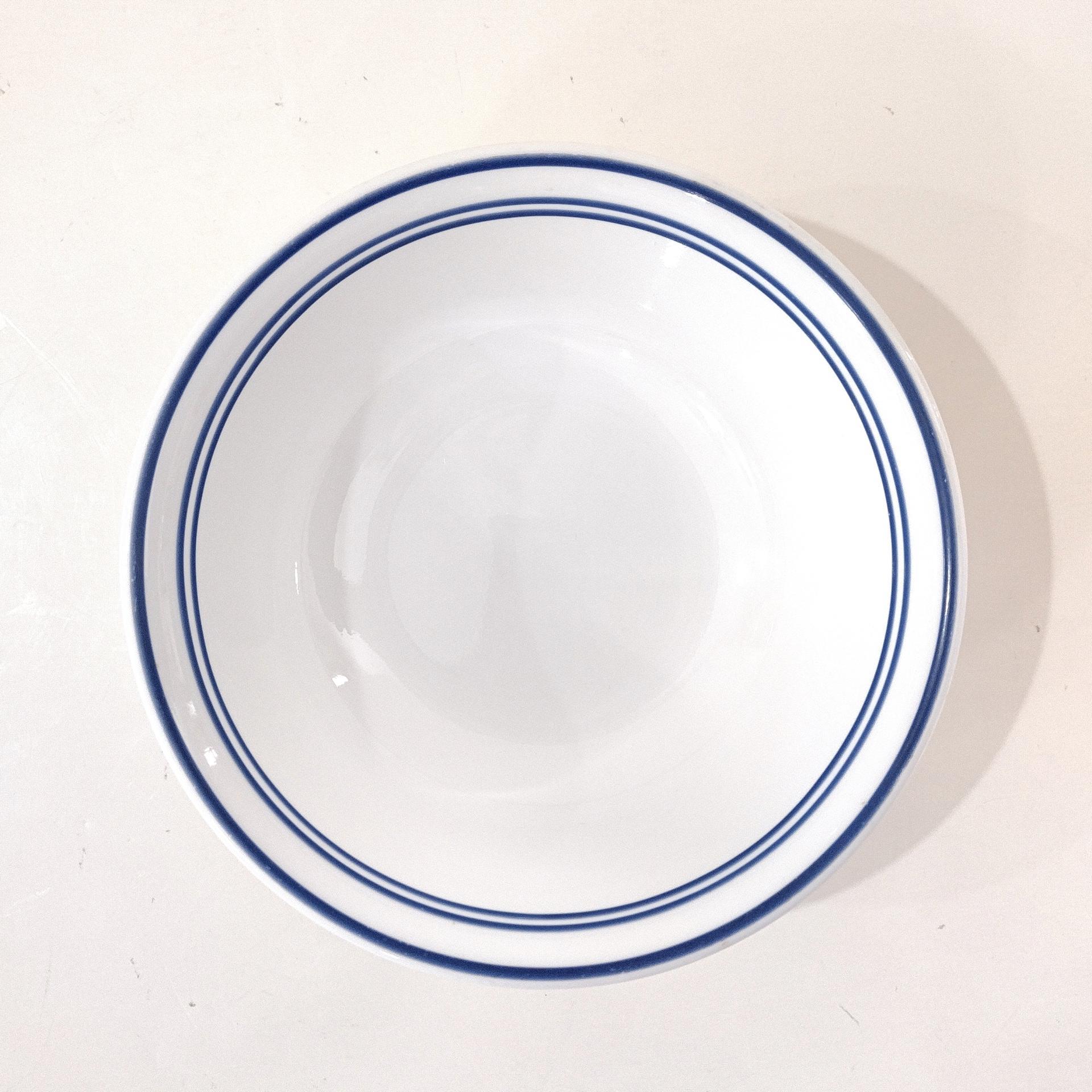 Corelle Classic Cafe Blue Cereal Salad Soup Bowl, Blue Stripe Rim Bowl