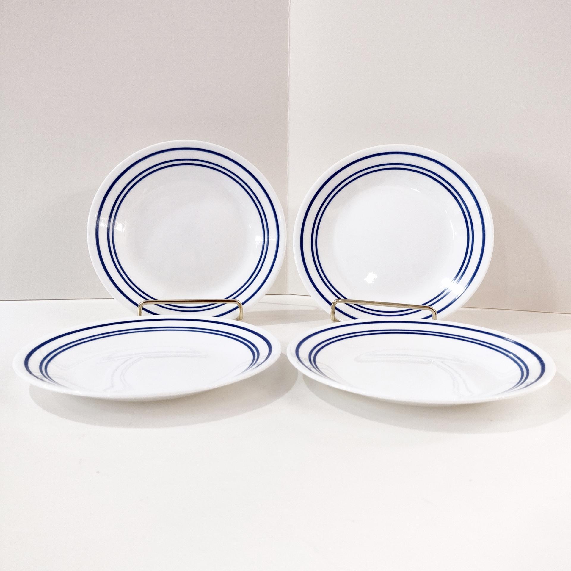 Vintage Corelle Classic Cafe Blue Bread Appetizer Snack Plates, Set of 4