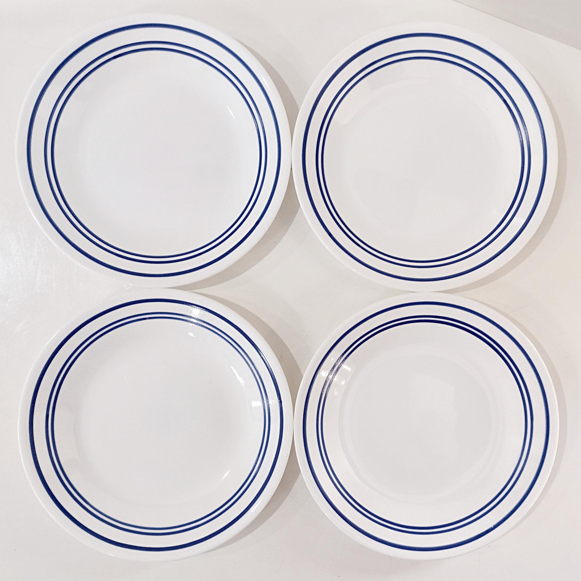 Vintage Corelle Classic Cafe Blue Bread Appetizer Snack Plates, Set of 4