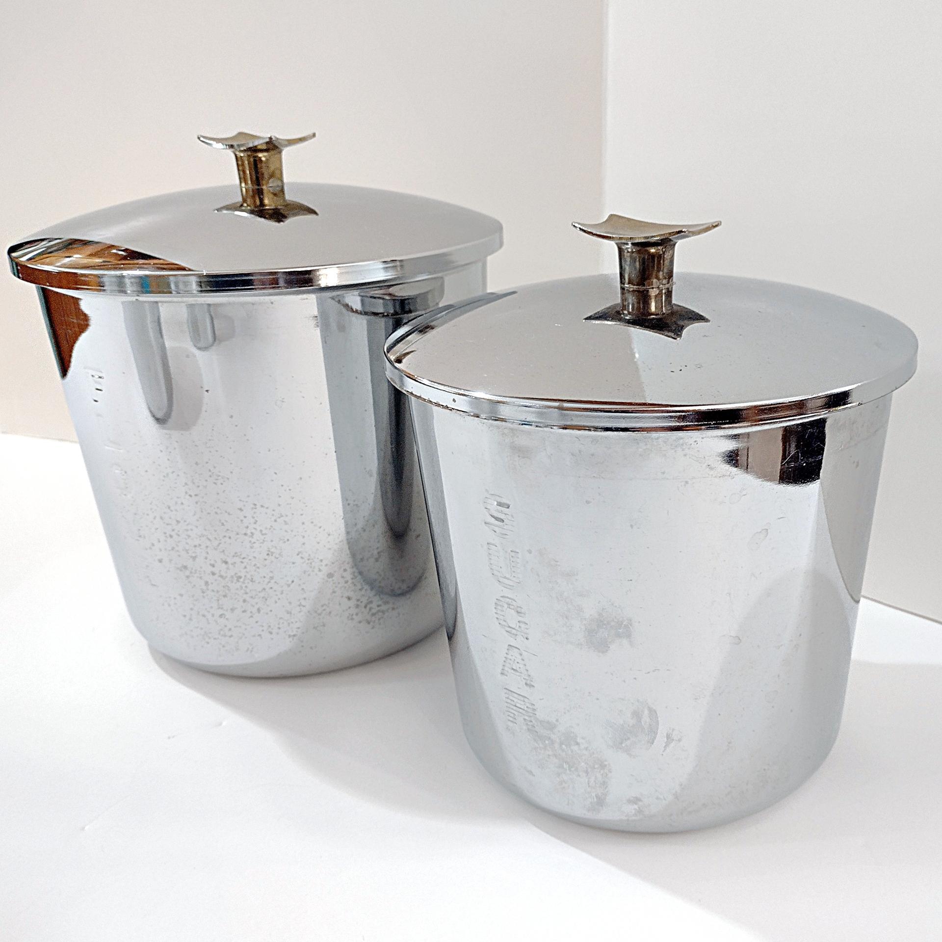 Vintage Everedy Classic Stainless Steel Four Piece Canister Set, MCM Flour Sugar Coffee Tea Metal Canister Set