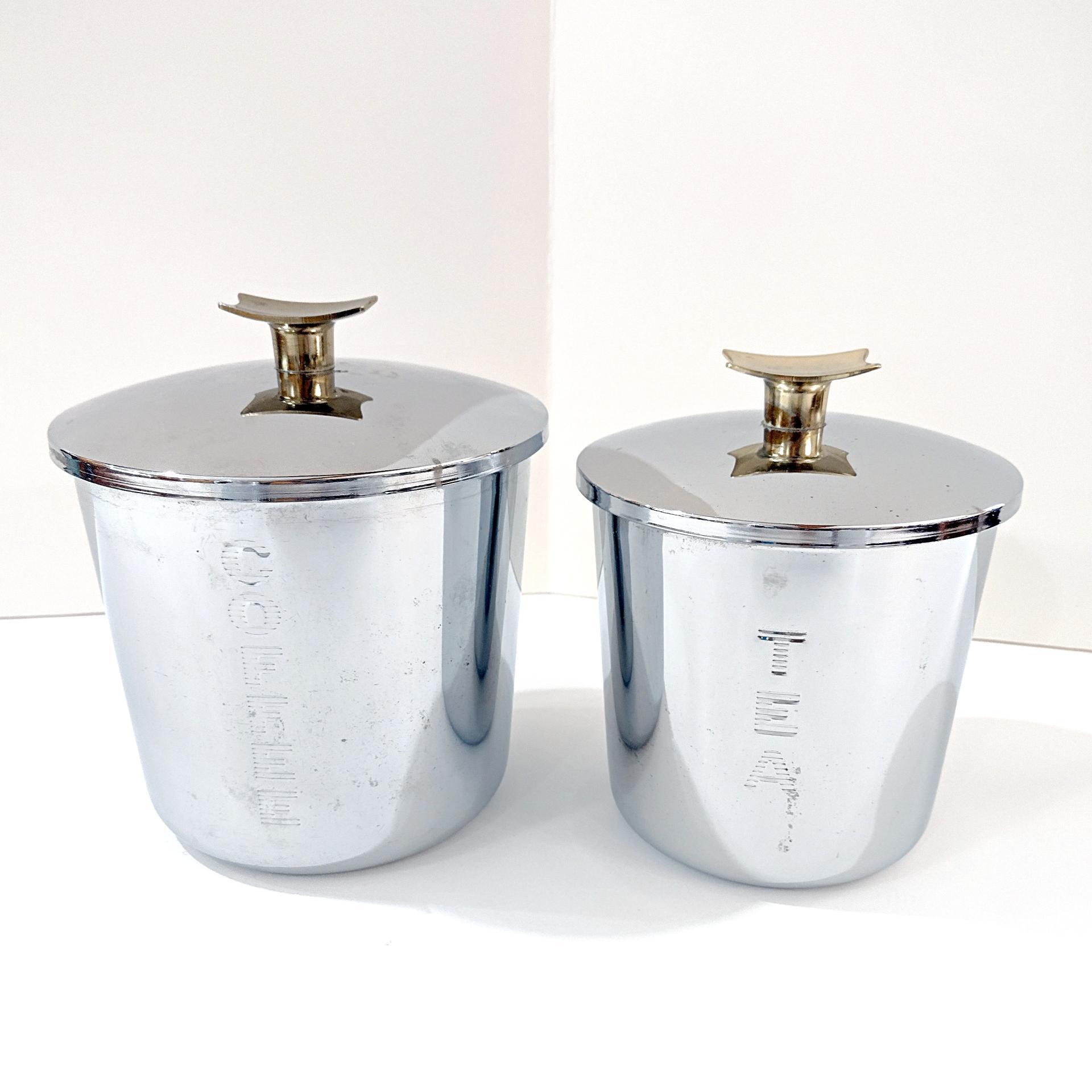 Vintage Everedy Classic Stainless Steel Four Piece Canister Set, MCM Flour Sugar Coffee Tea Metal Canister Set