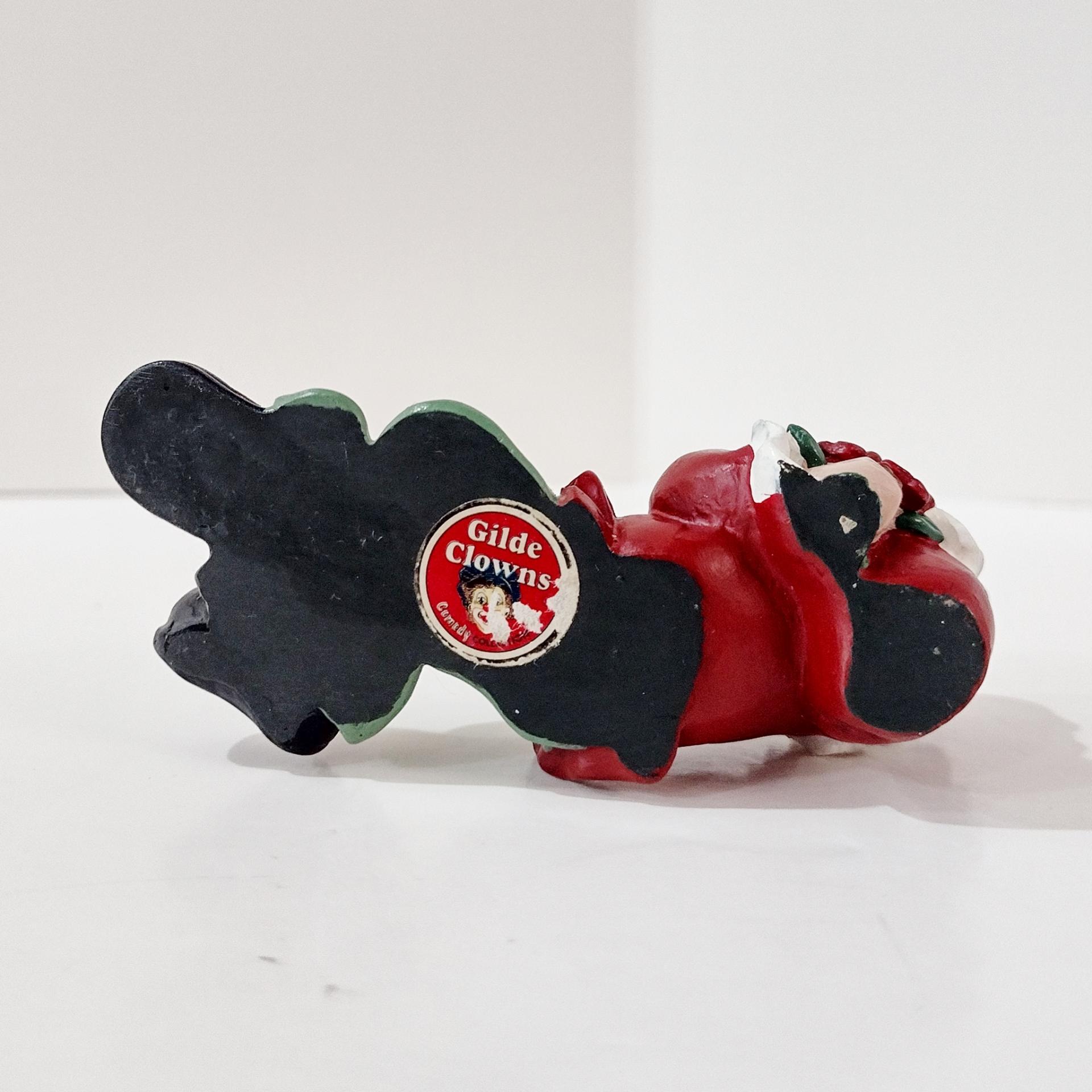 Vintage Gilde Clown Lying Flower Carrier Figurine, German Clown Figure Collectible Art