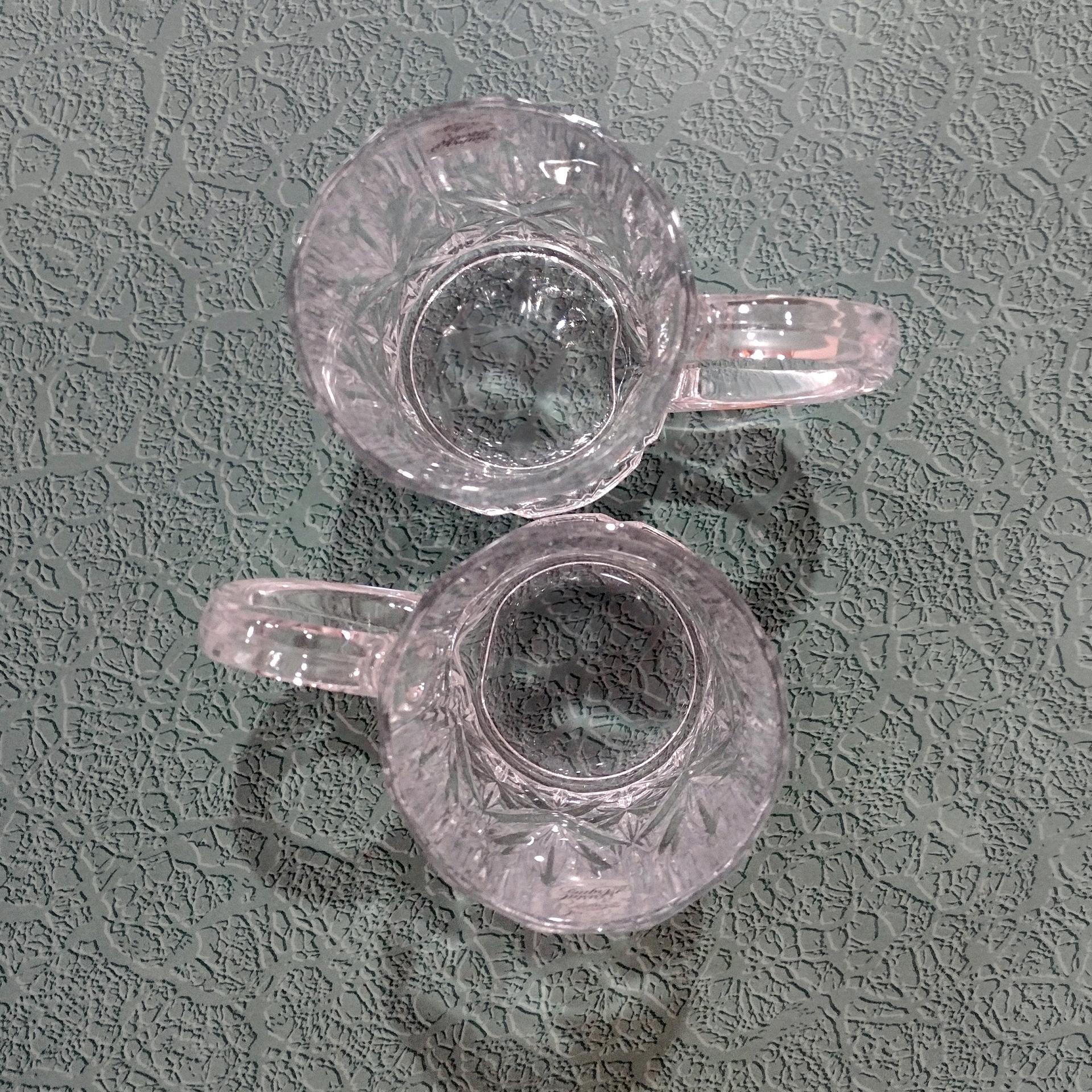 Vintage NEW Cristal D'Arques Durand Chantilly Taille Beaugency 24% Lead Crystal Coffee Beer Mugs, Set of Two