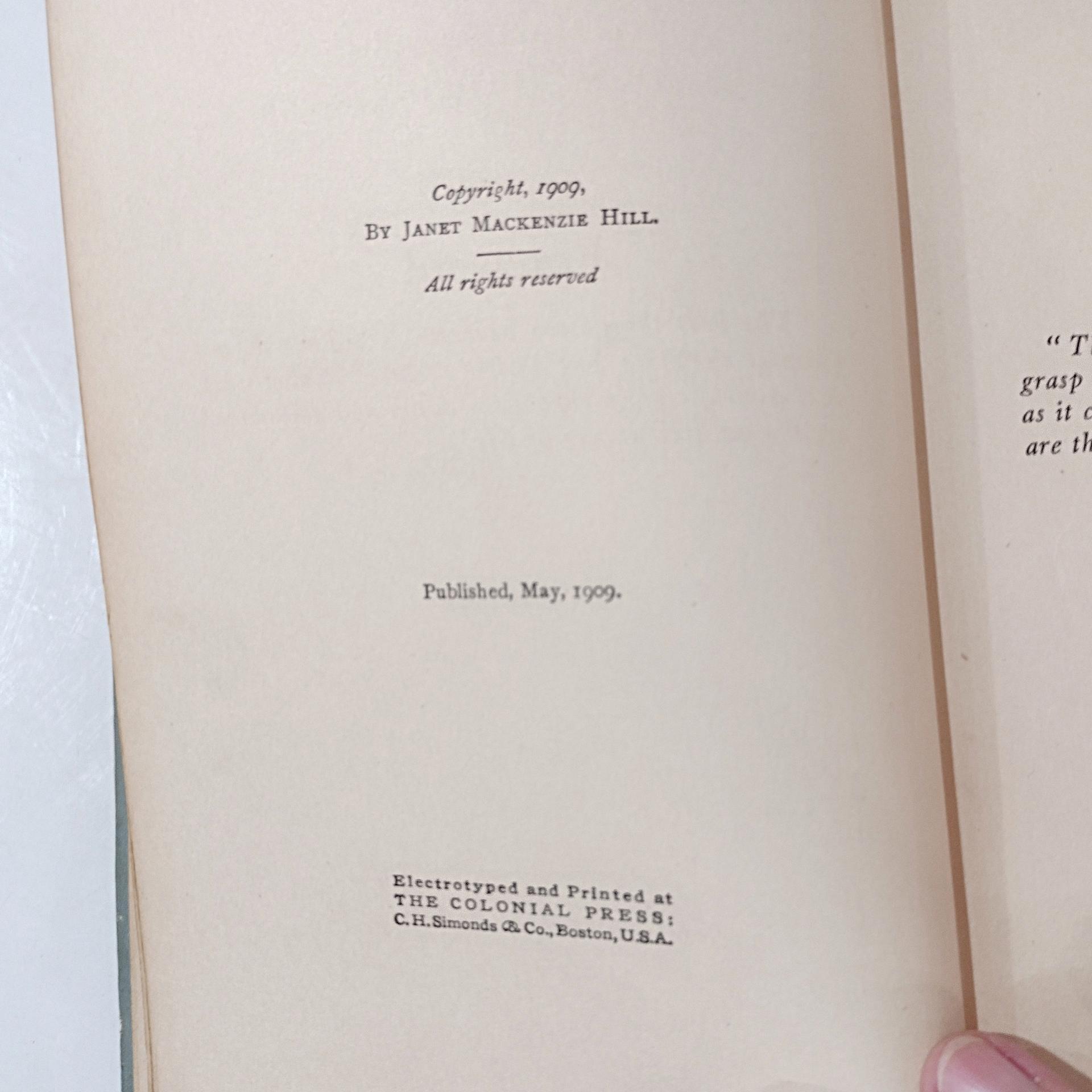 Antique Cooking For Two Book by Janet M. Hill, 1909 First Edition, Vintage Cook Book