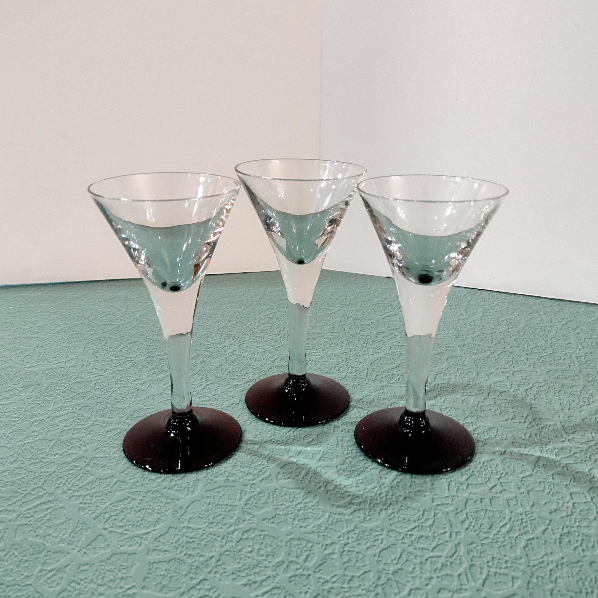 Vintage Purple Amethyst Cordial Glasses, Set of Three