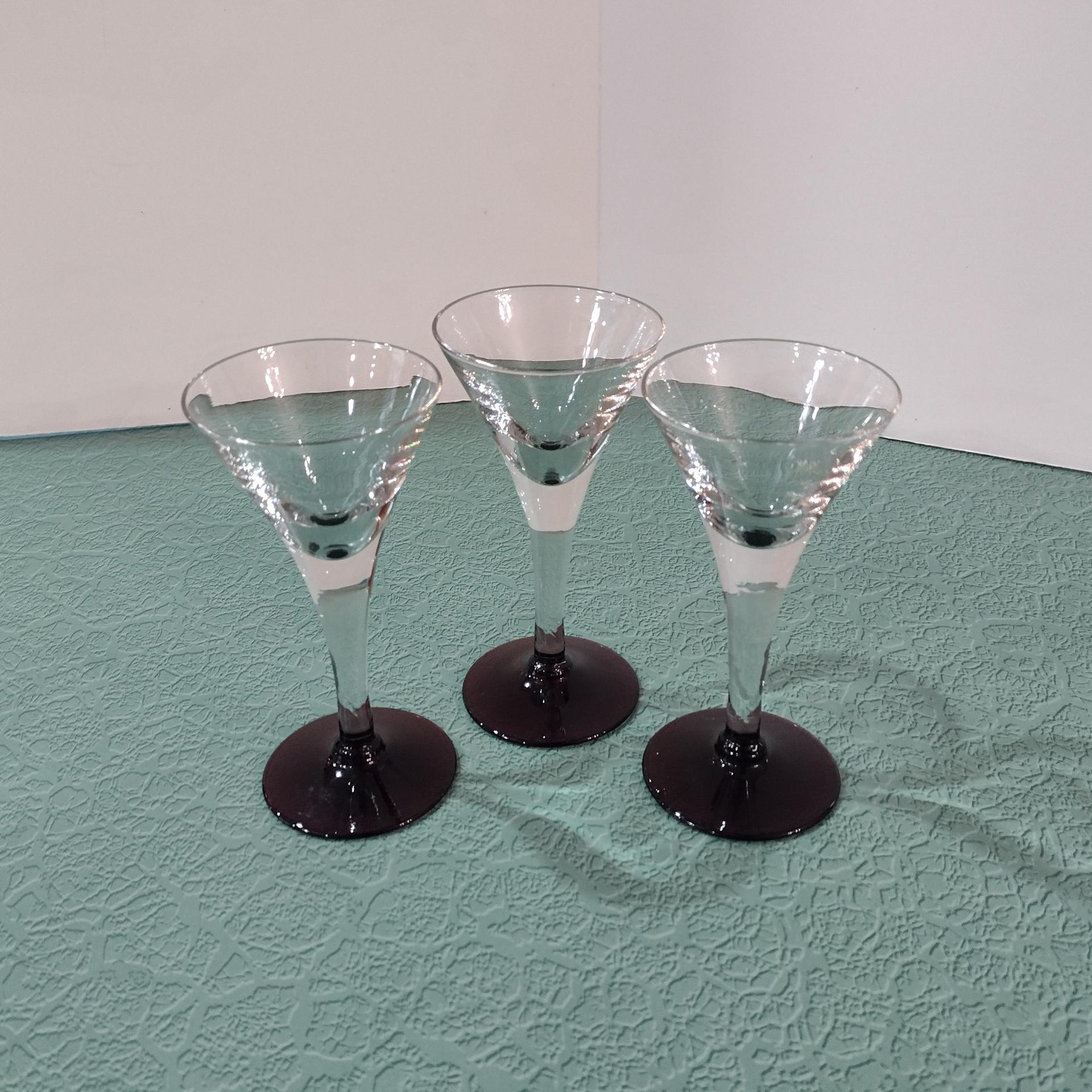 Vintage Purple Amethyst Cordial Glasses, Set of Three