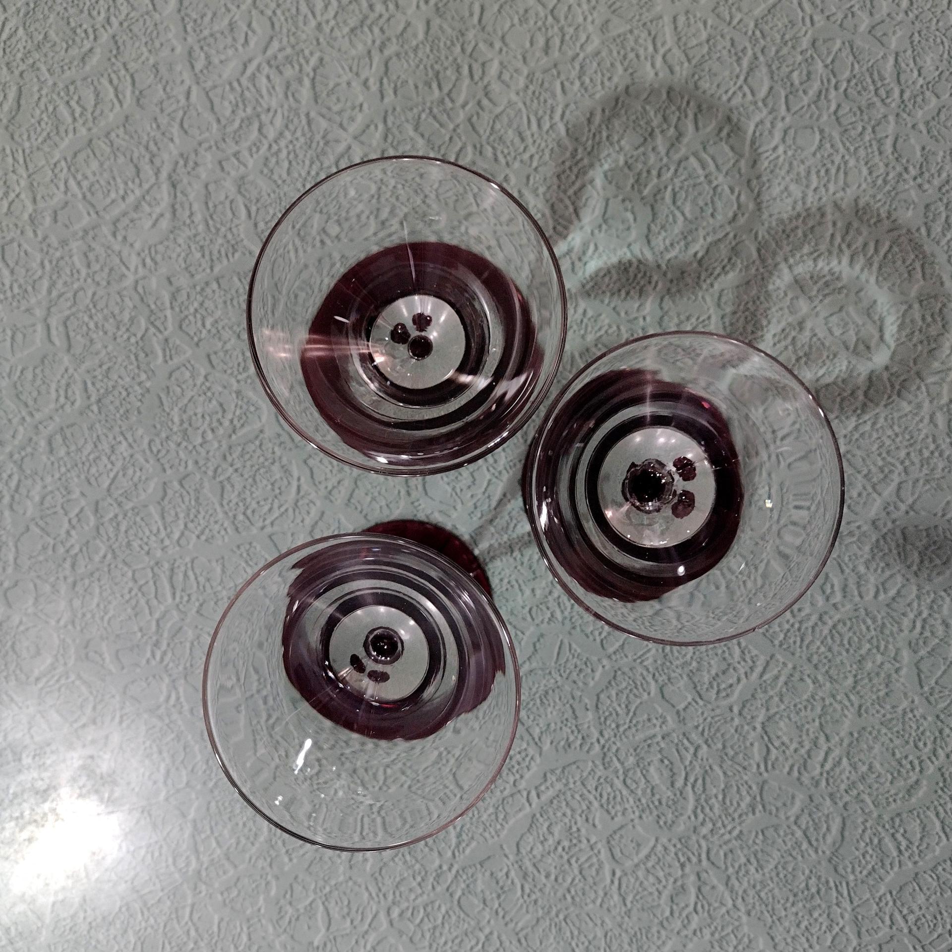 Vintage Purple Amethyst Cordial Glasses, Set of Three