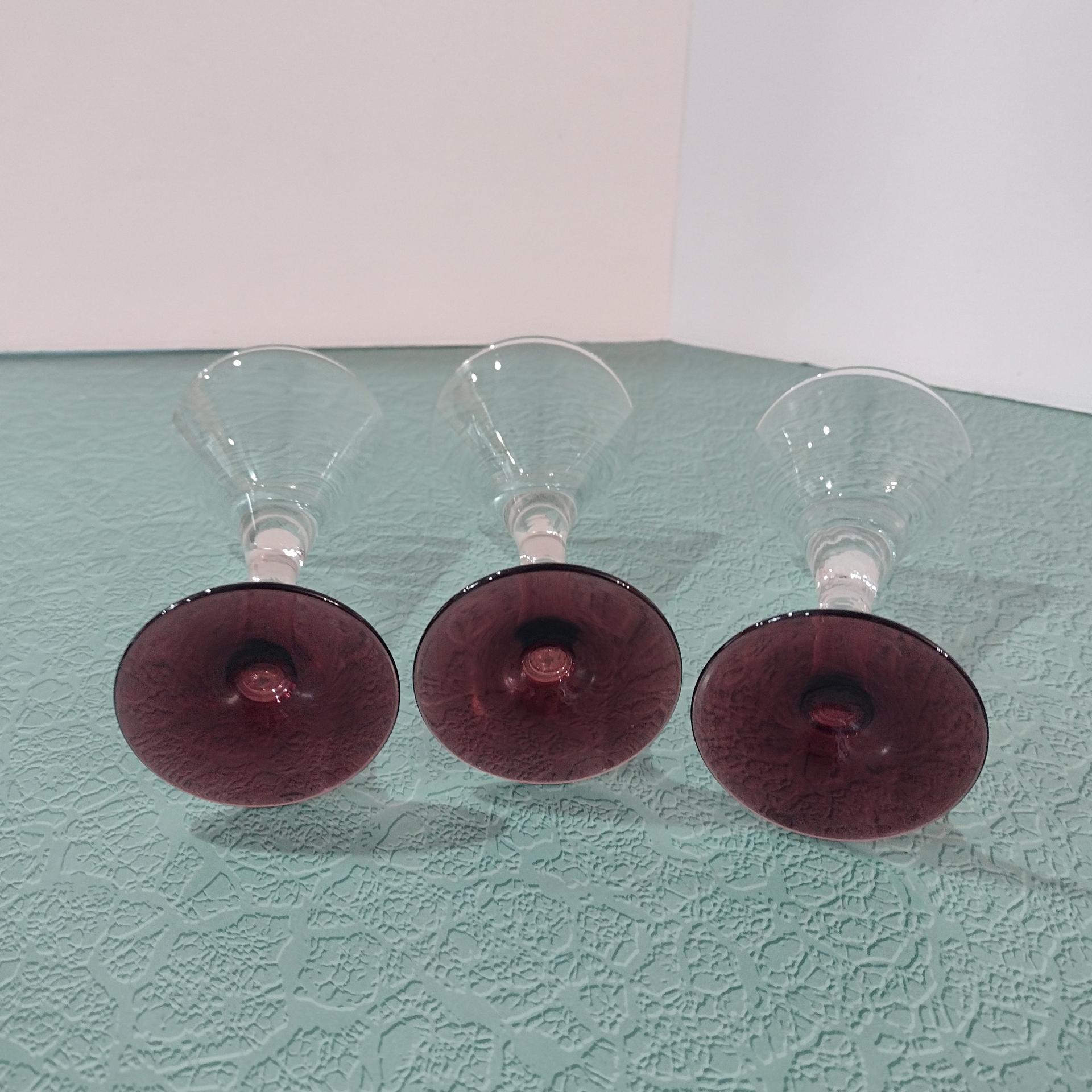 Vintage Purple Amethyst Cordial Glasses, Set of Three