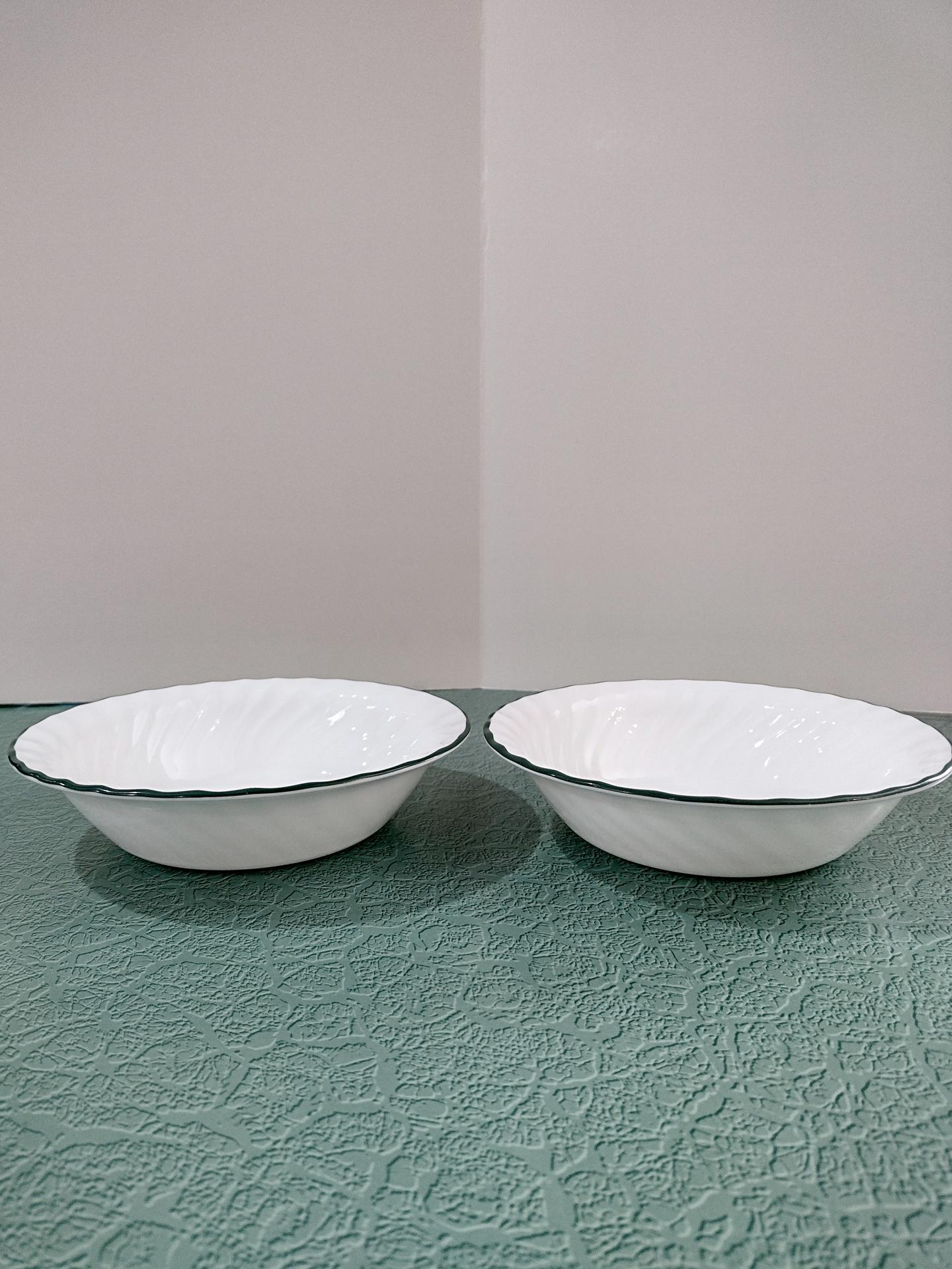Corelle Callaway Ivy Green Rimmed Swirl Cereal Salad Soup Bowls, Set of Two