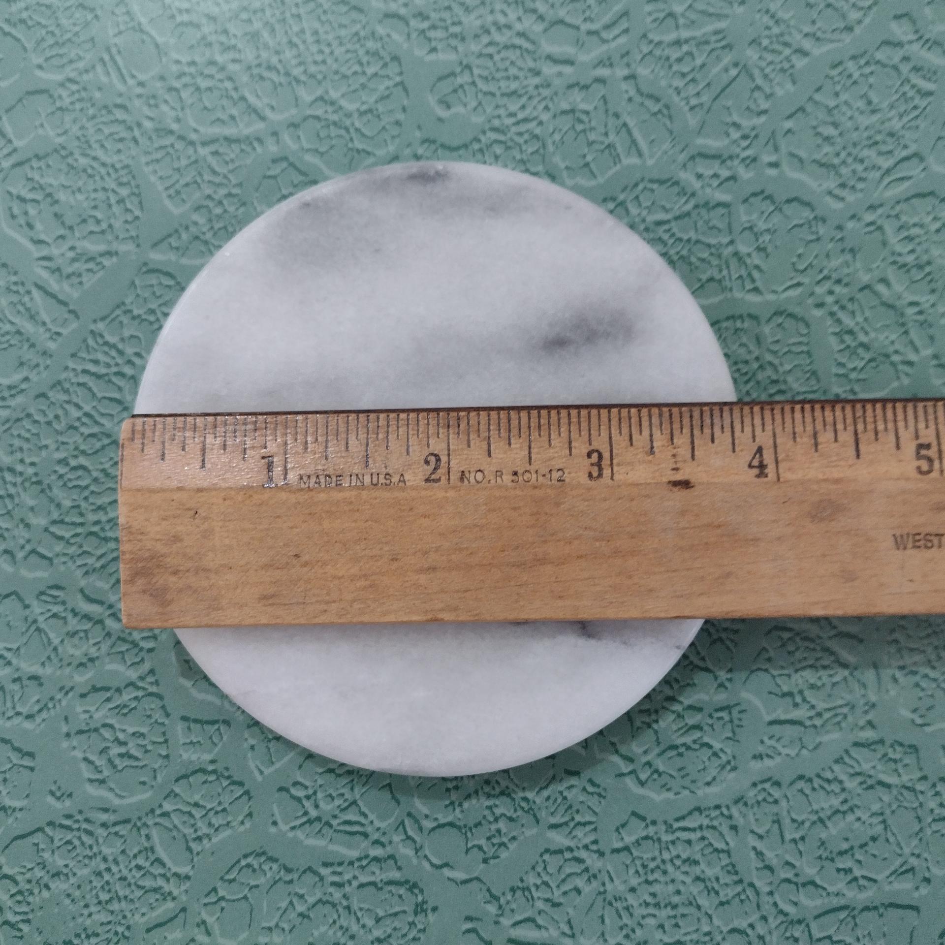 Vintage White Marble Coasters with Holder, Set of Five