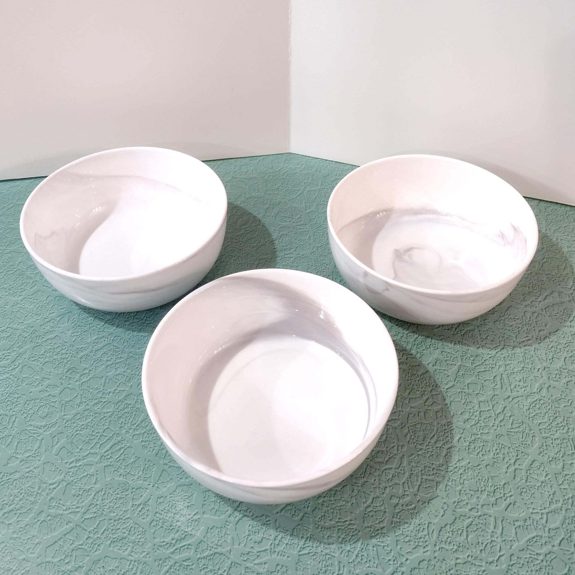 Vintage Artisinal Kitchen Supply Coupe Marble Gray Porcelain Soup Cereal Bowls, Set of 3