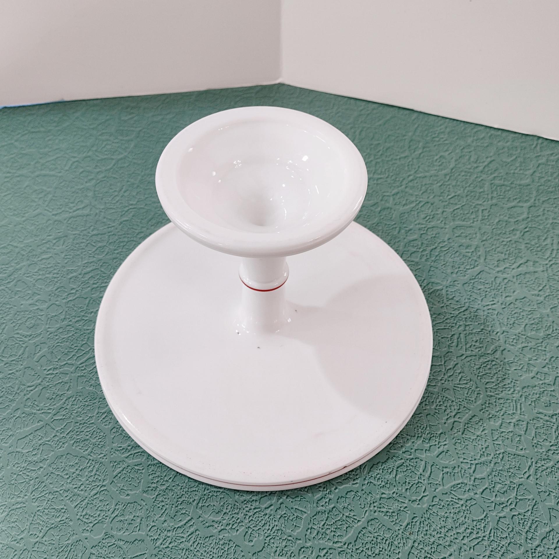 Antique Milk Glass 9 Inch Pedestal Cake Plate, Challinor Taylor Floral Design Cake Stand, Pastry Dessert Display Plate