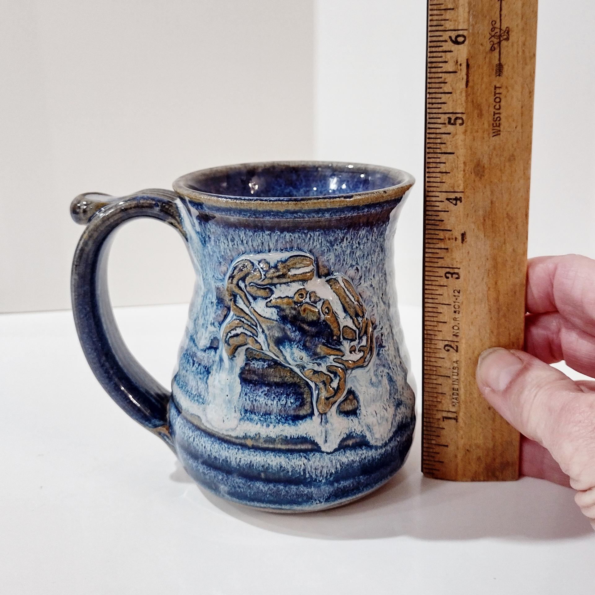 Vintage Blue Crab Ceramic Coffee Tea Mug, Hand Crafted Pottery, Cancer Zodiac Mug
