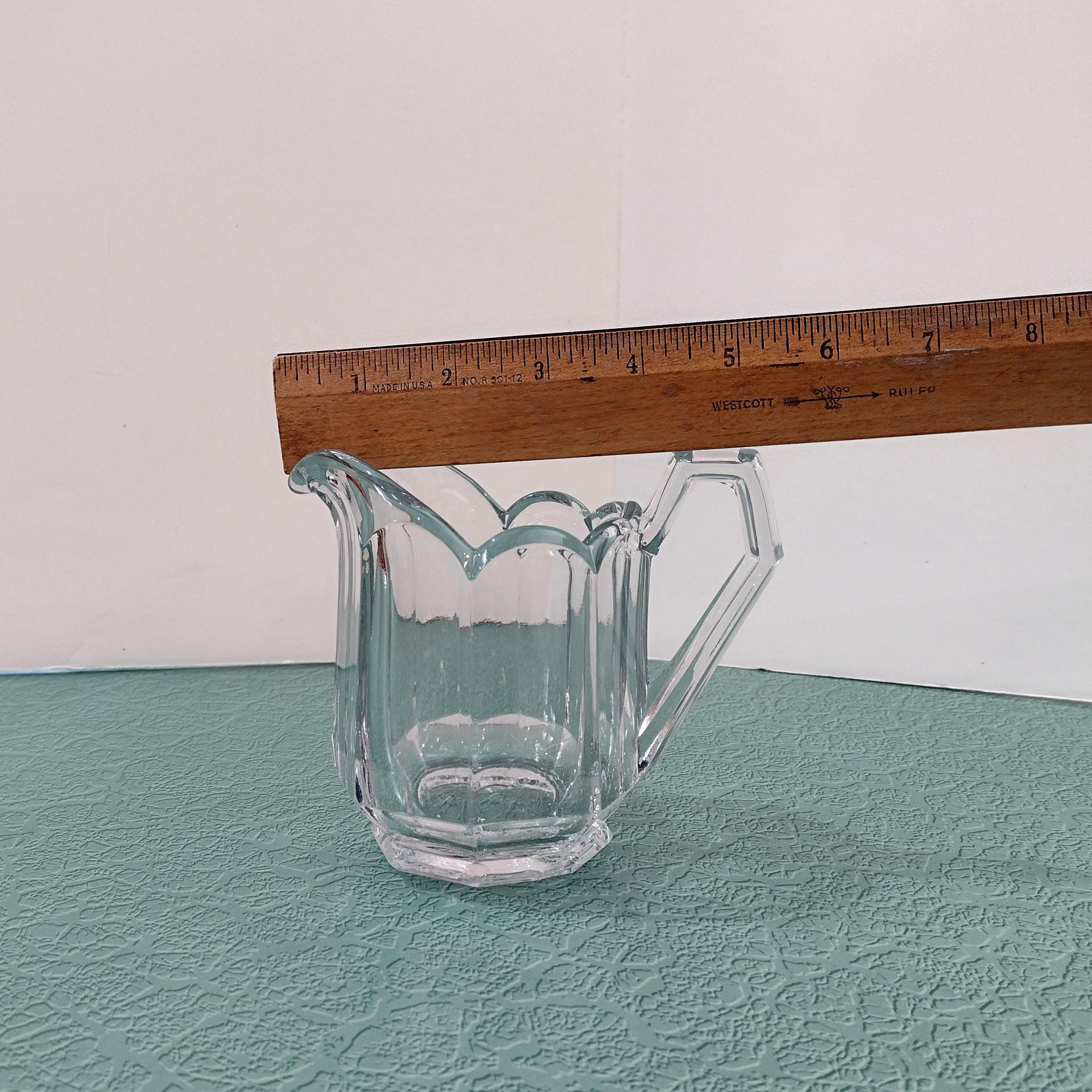 Antique Pressed Glass Creamer / Pitcher, UV Reactive Glass