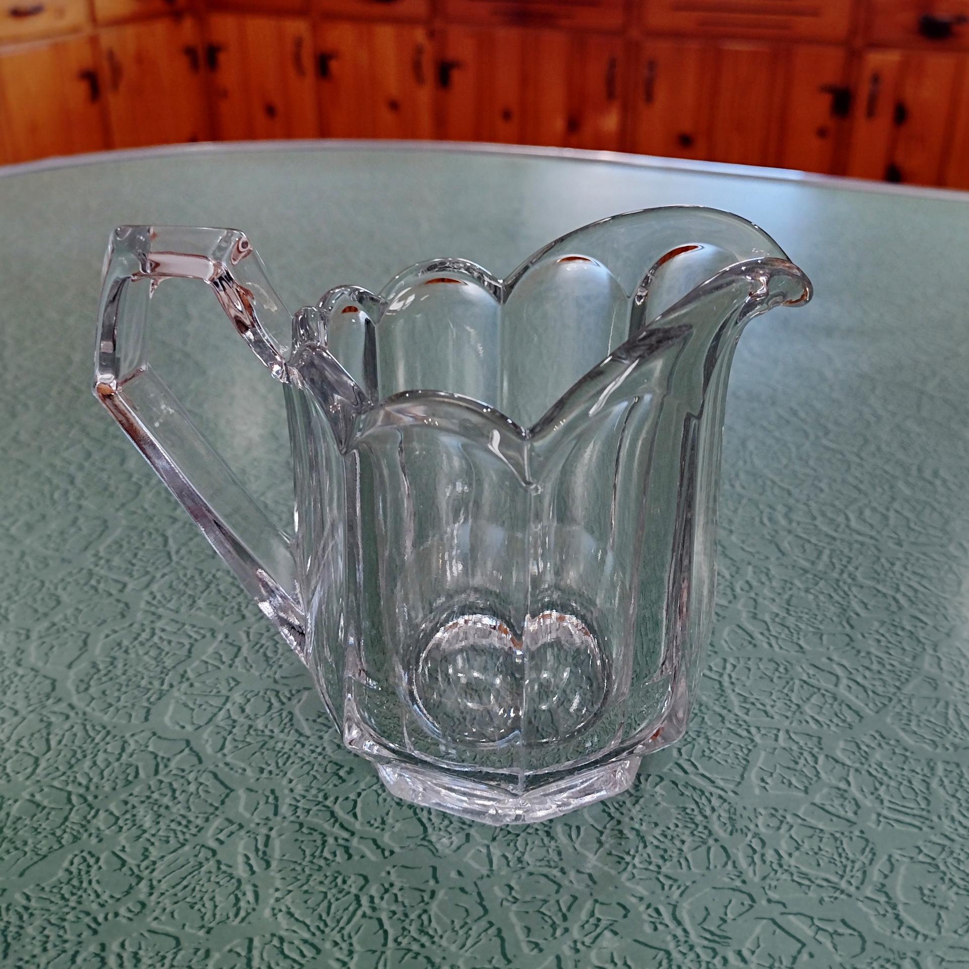 Antique Pressed Glass Creamer / Pitcher, UV Reactive Glass