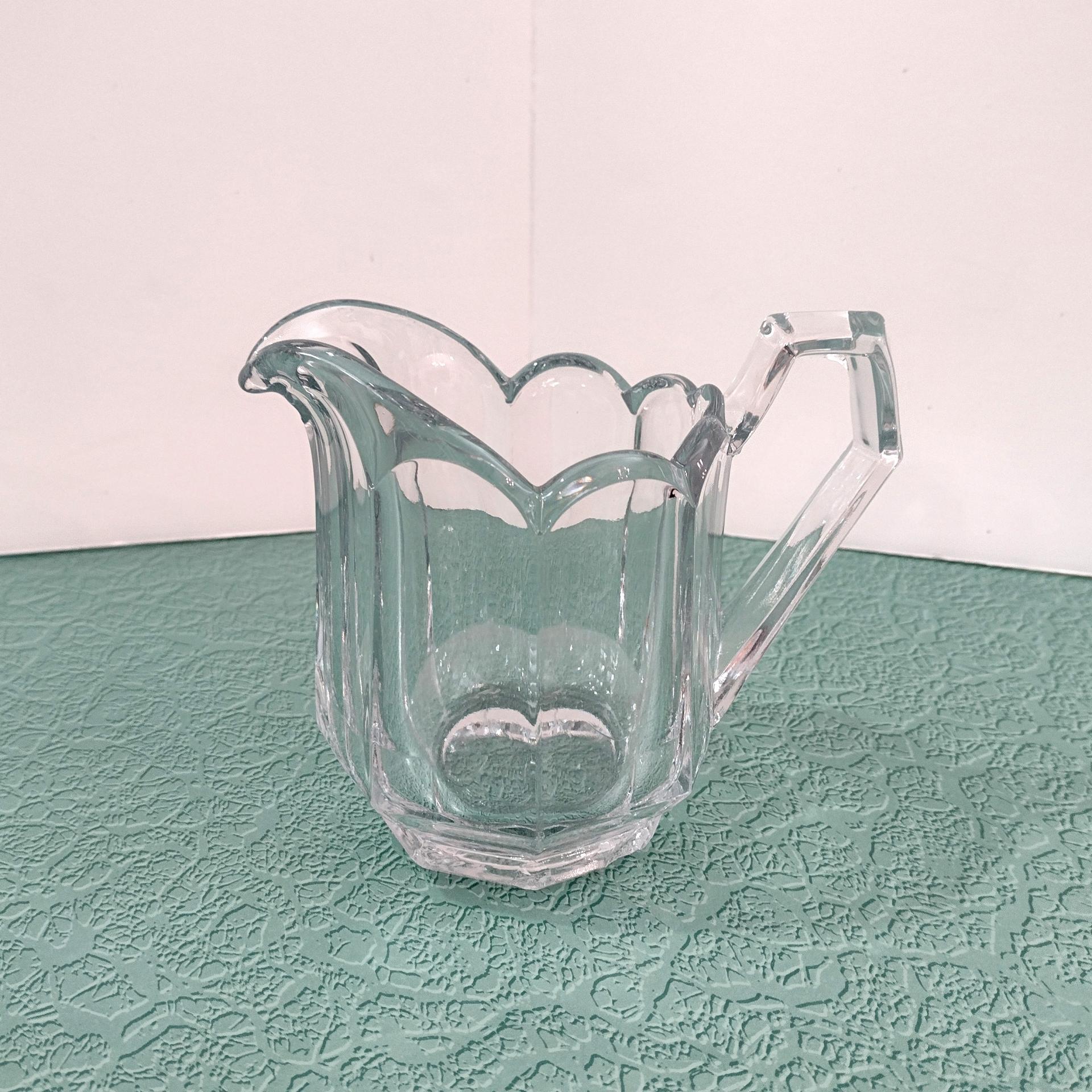 Antique Pressed Glass Creamer / Pitcher, UV Reactive Glass