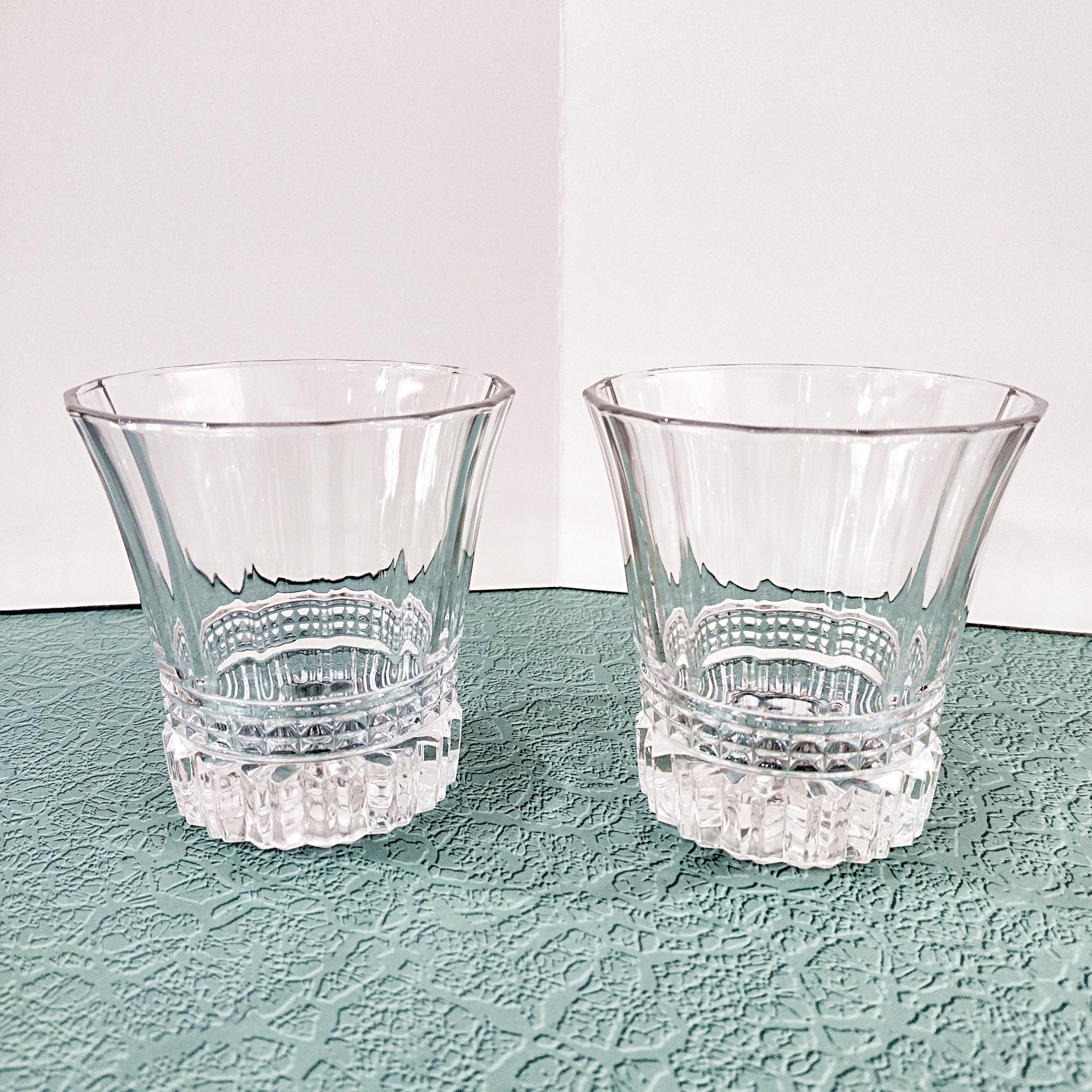 Vintage Cristal D'Arques Victoria Double Old Fashioned Glasses, Set of Two with Six Available, Crystal Lowball Whiskey Glasses