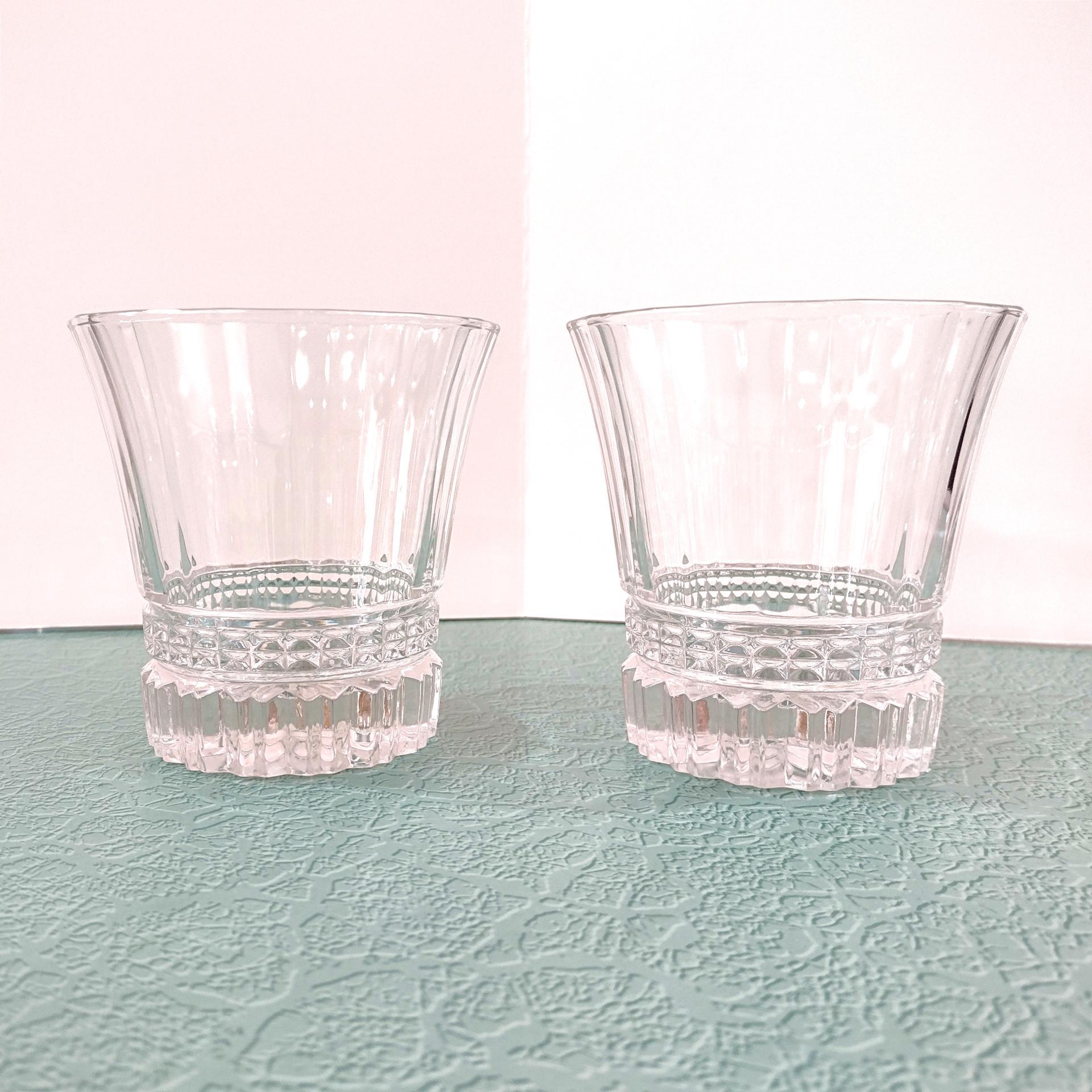 Vintage Cristal D'Arques Victoria Double Old Fashioned Glasses, Set of Two with Six Available, Crystal Lowball Whiskey Glasses