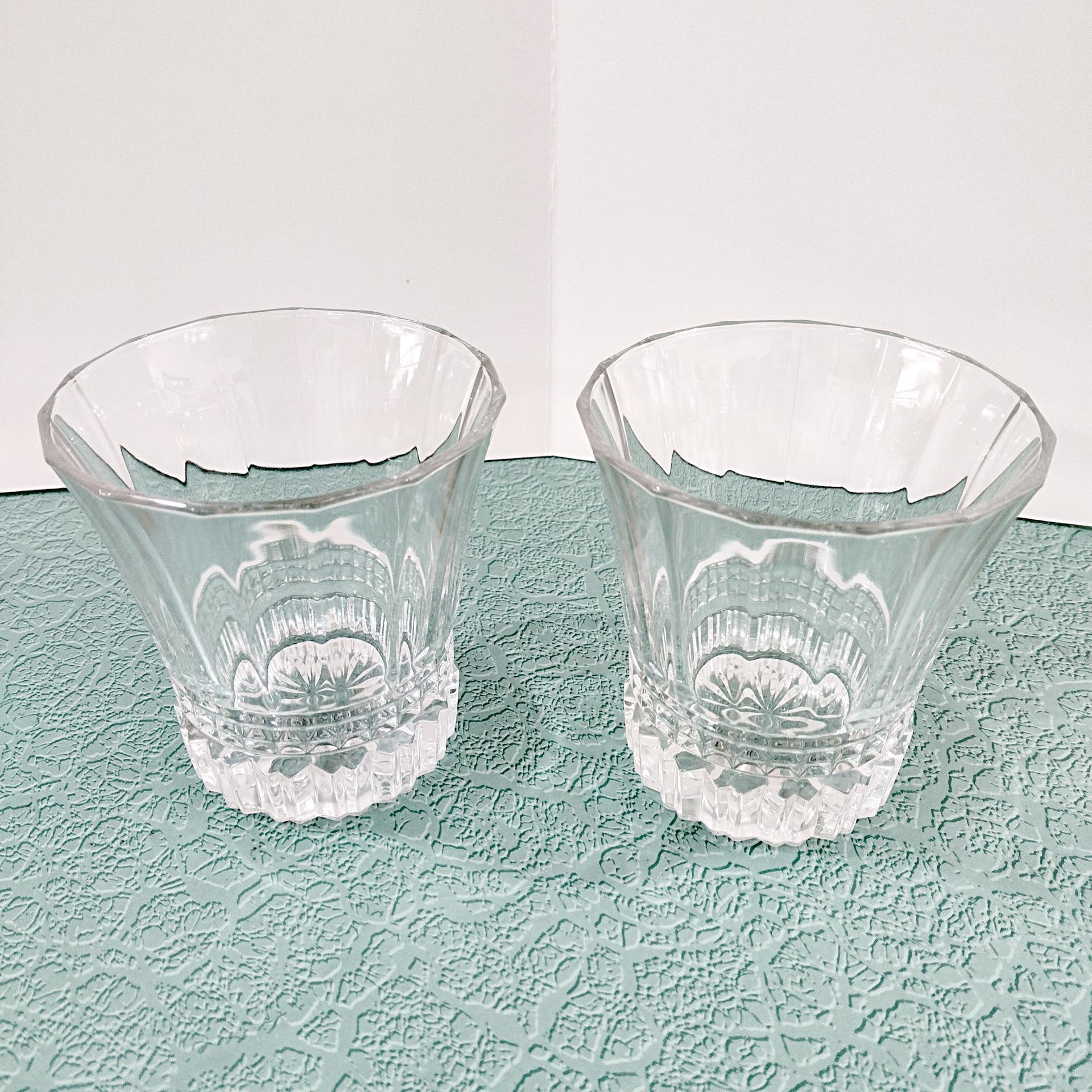 Vintage Cristal D'Arques Victoria Double Old Fashioned Glasses, Set of Two with Six Available, Crystal Lowball Whiskey Glasses