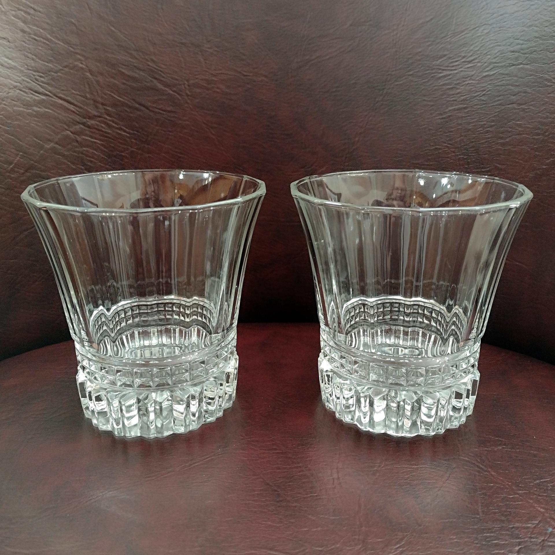 Vintage Cristal D'Arques Victoria Double Old Fashioned Glasses, Set of Two with Six Available, Crystal Lowball Whiskey Glasses