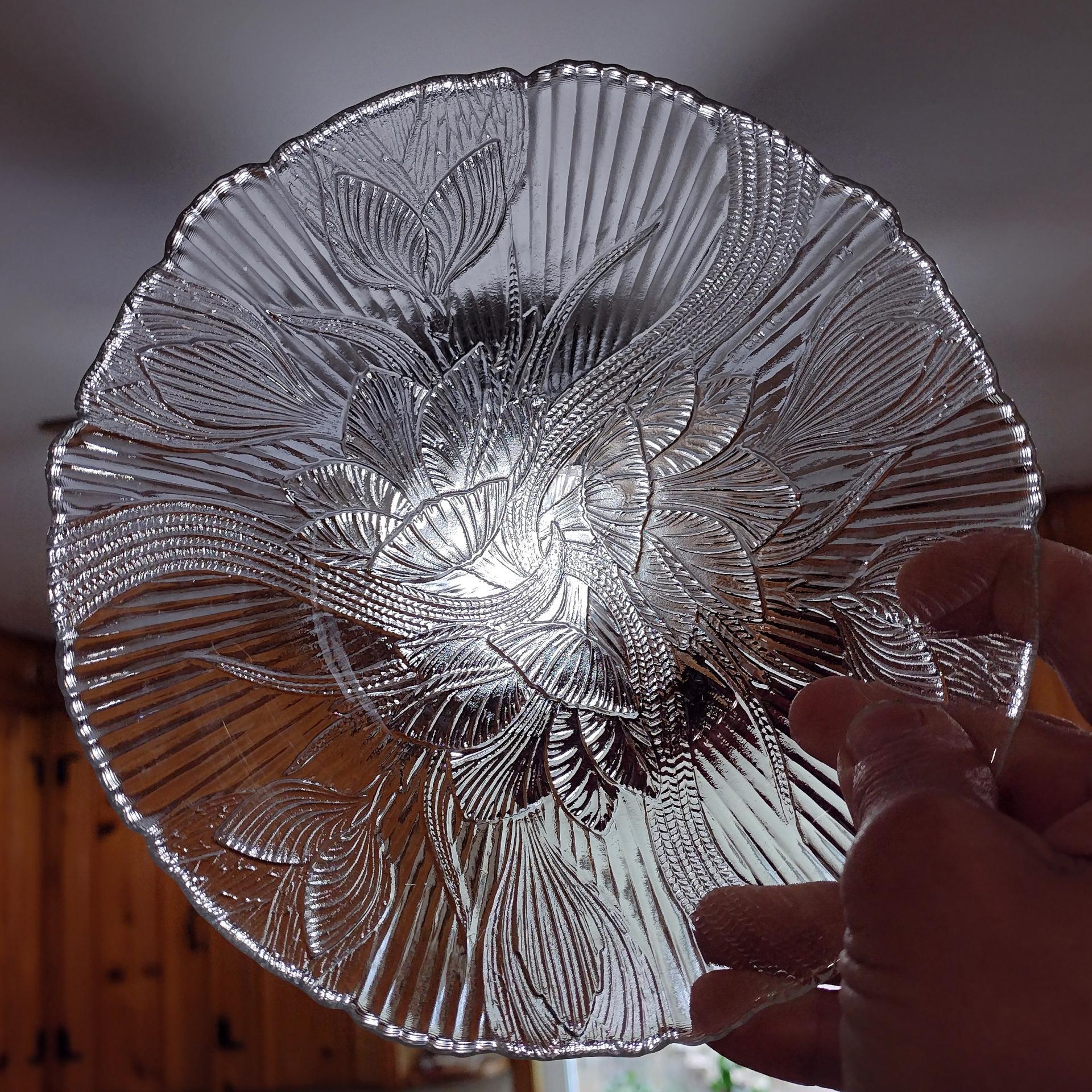 Vintage Arcoroc Canterbury Crocus Clear Glass Cereal Salad Bowls, Set of 6