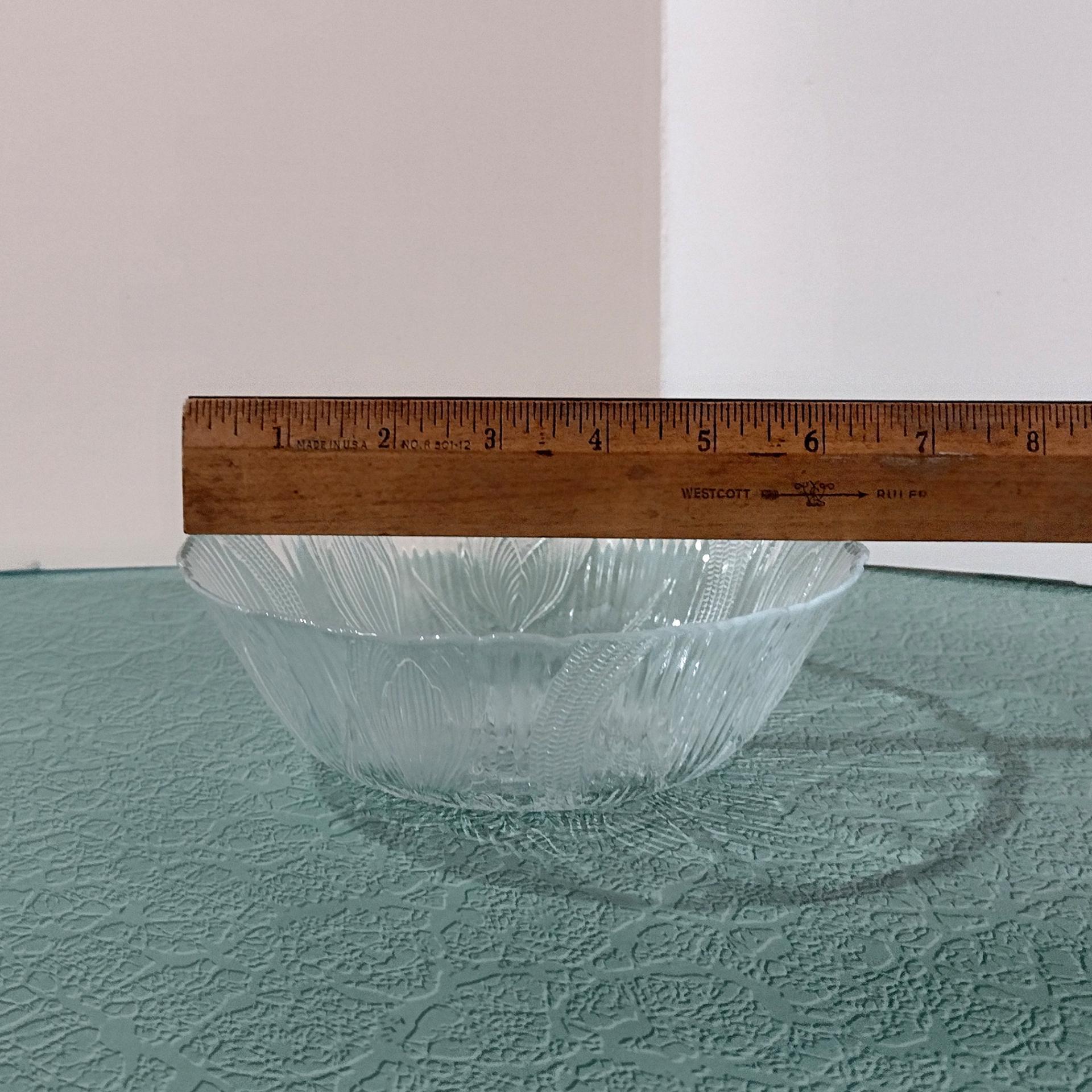 Vintage Arcoroc Canterbury Crocus Clear Glass Cereal Salad Bowls, Set of 6