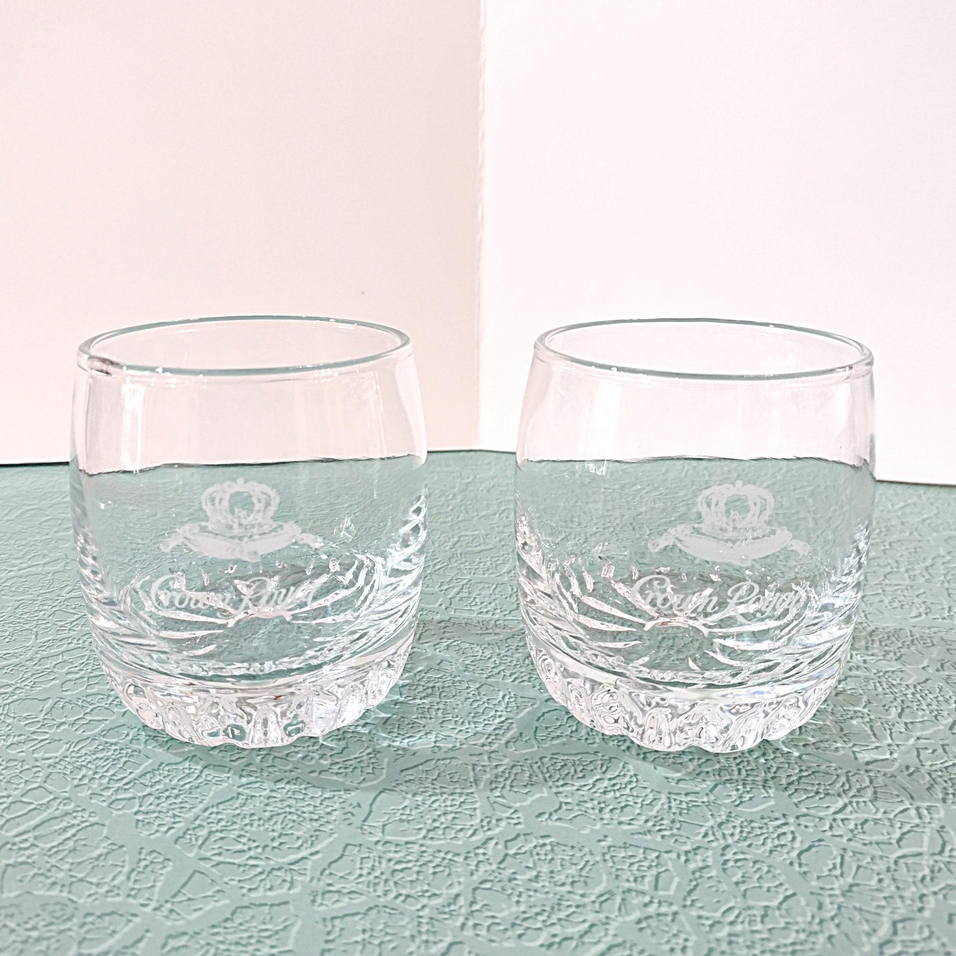 Vintage Crown Royal Whiskey Lowball Rocks Glasses, Set of Two
