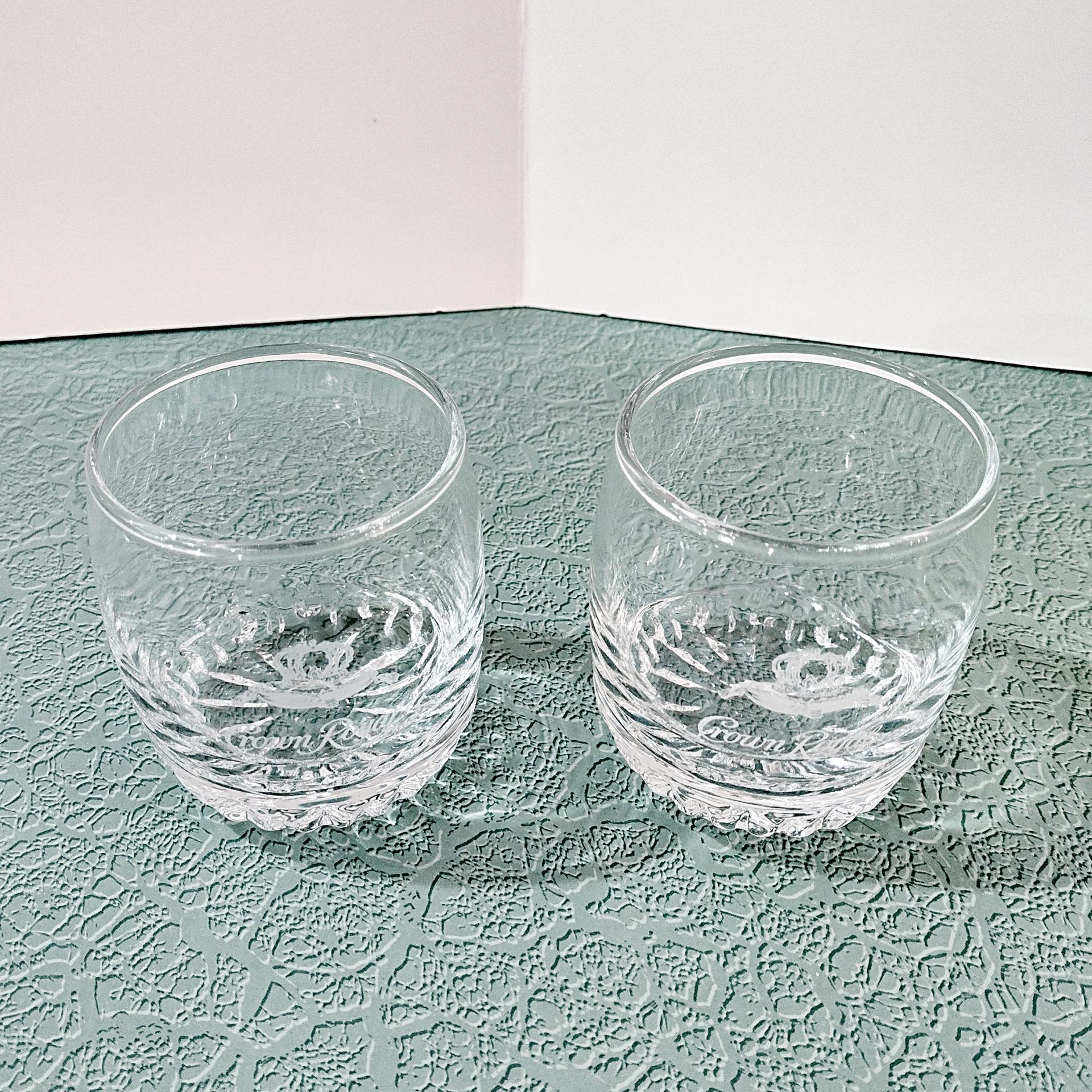 Vintage Crown Royal Whiskey Lowball Rocks Glasses, Set of Two