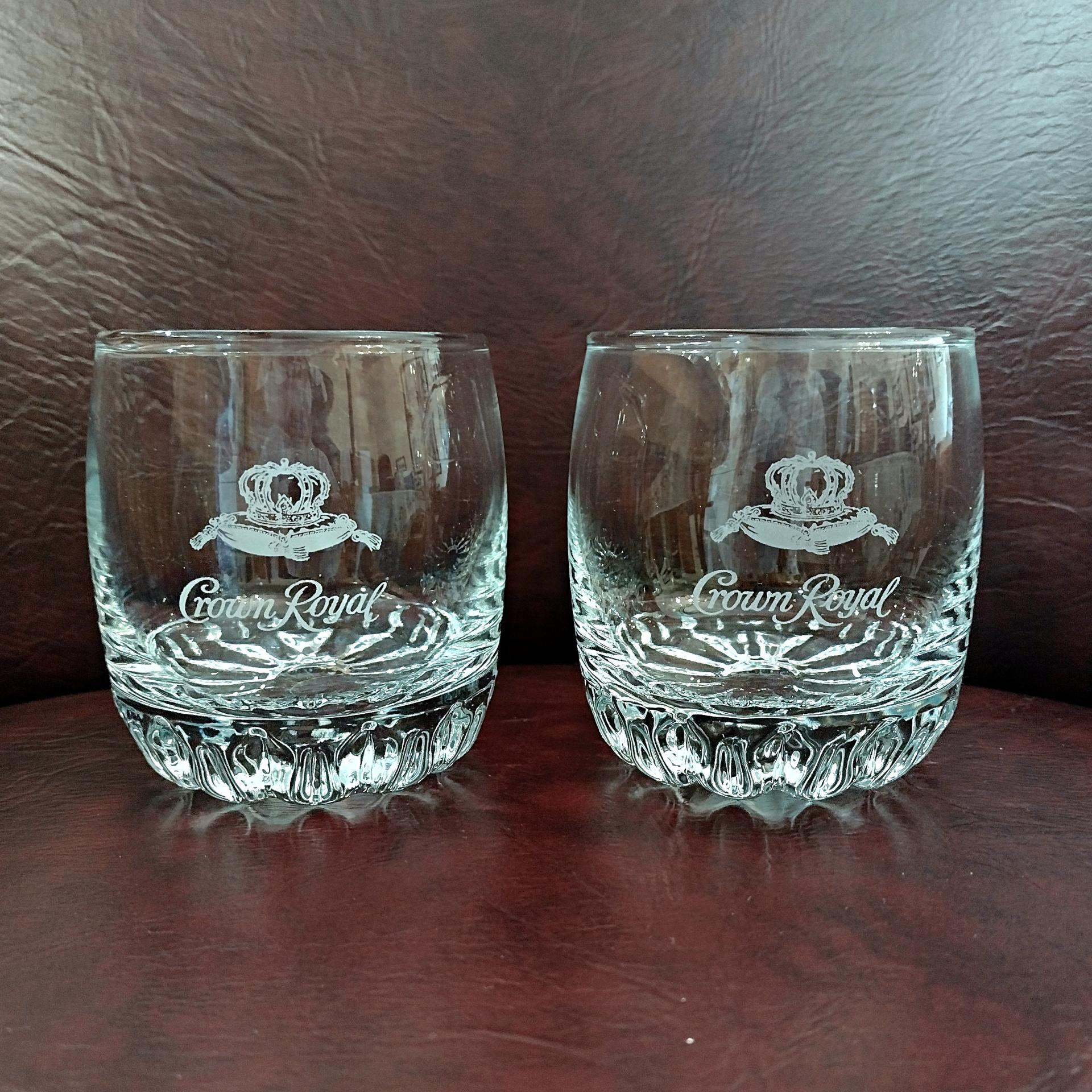 Vintage Crown Royal Whiskey Lowball Rocks Glasses, Set of Two
