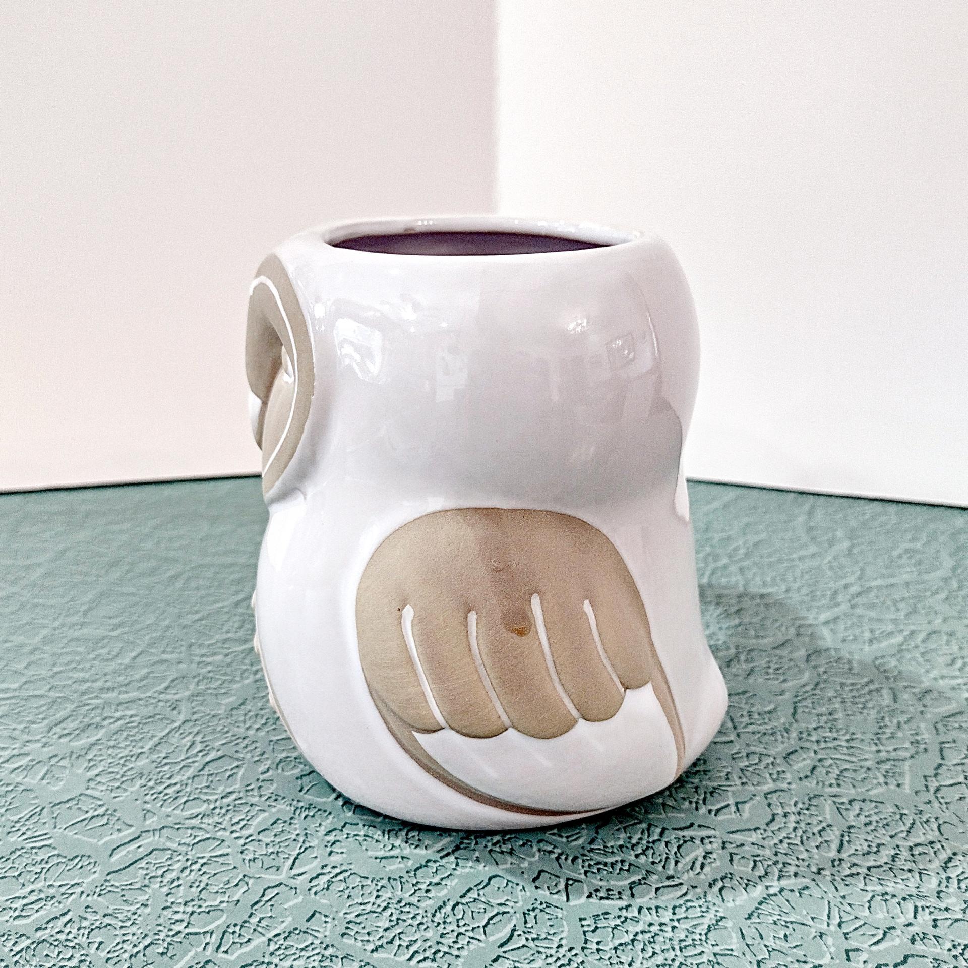 Vintage Cracker Barrel Stoneware Owl Mug, Ceramic Figurative Owl Coffee Tea Mug