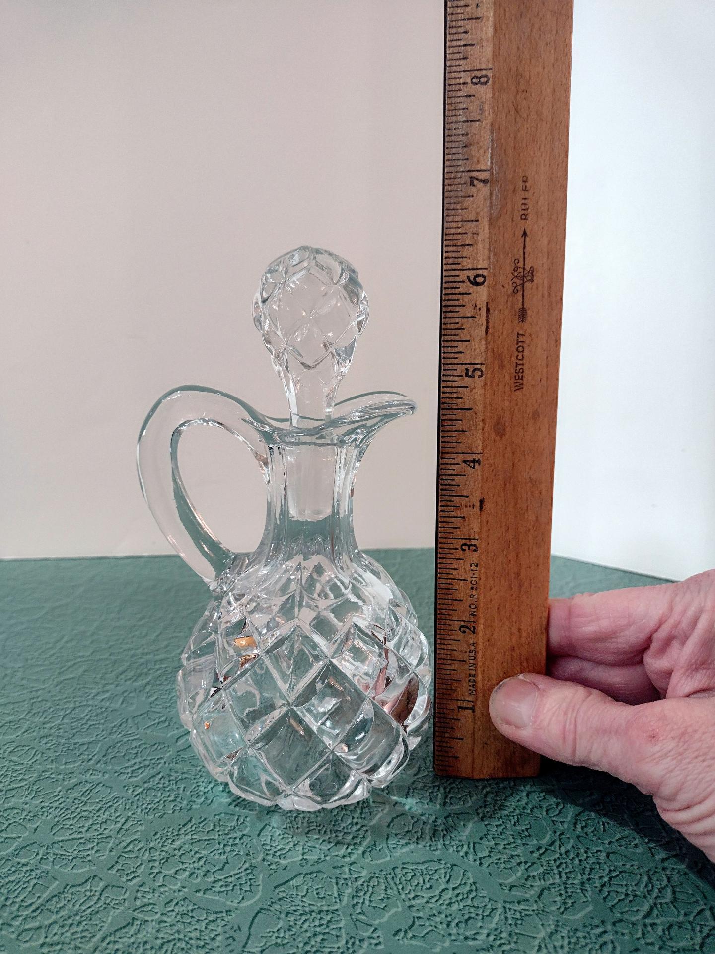 Antique Pressed Glass Cruet with Stopper Westmoreland 420 by Gillinder and Sons, Circa 1890