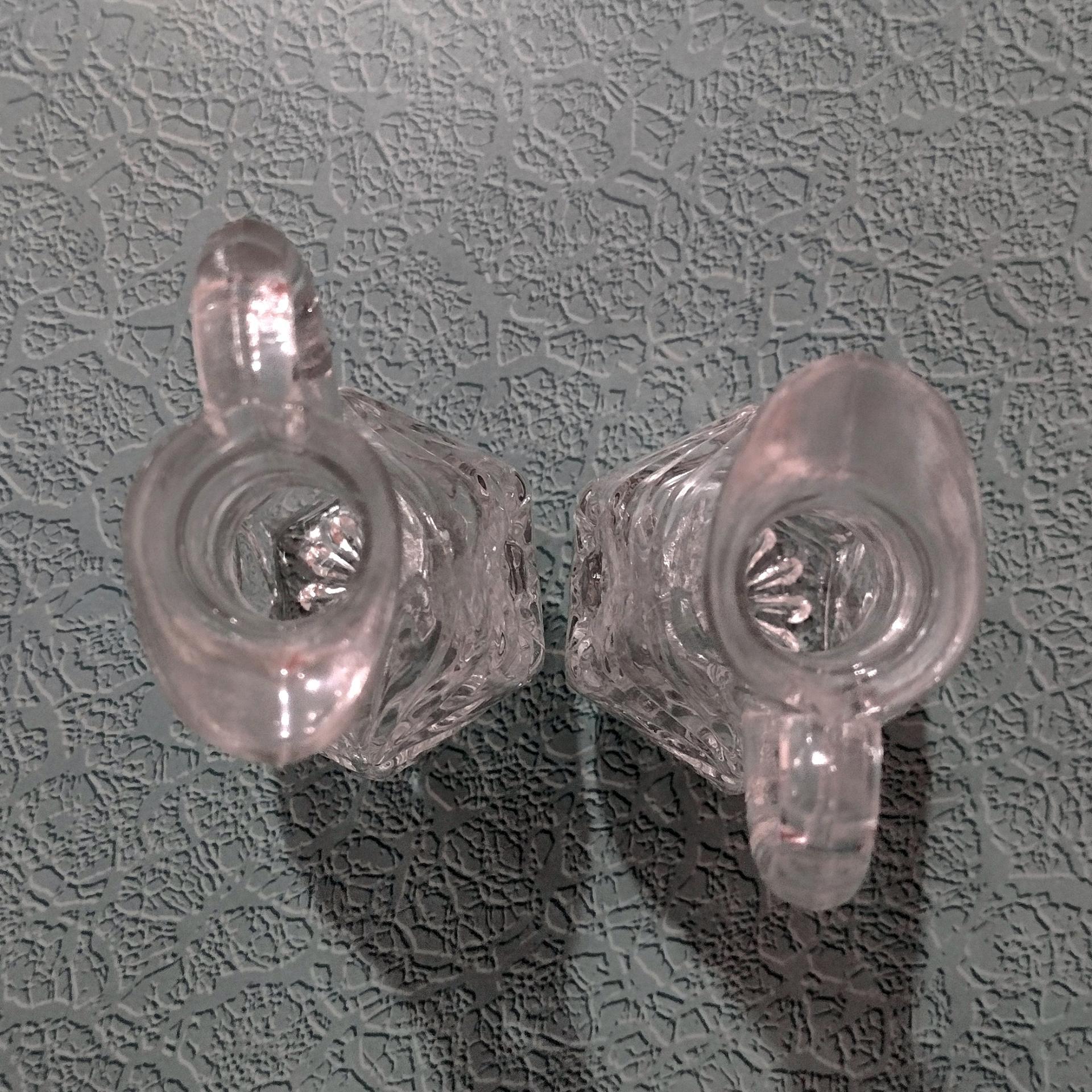 Vintage Anchor Hocking Prescut Clear Star of David Cruet Set, Oil and Vinegar Cruets, Bud Vases