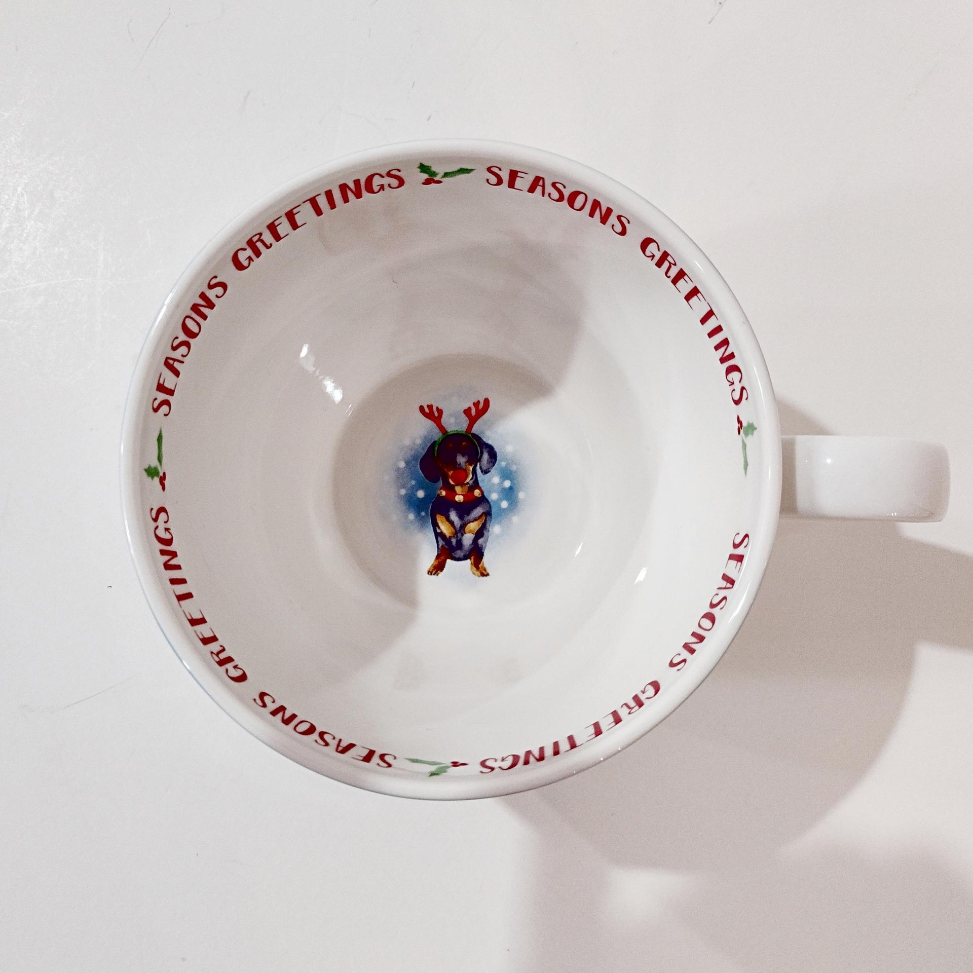 Dachshund Reindeer Christmas Mug, Portobello by Design Bone China Large Oversized Holiday Coffee Mug