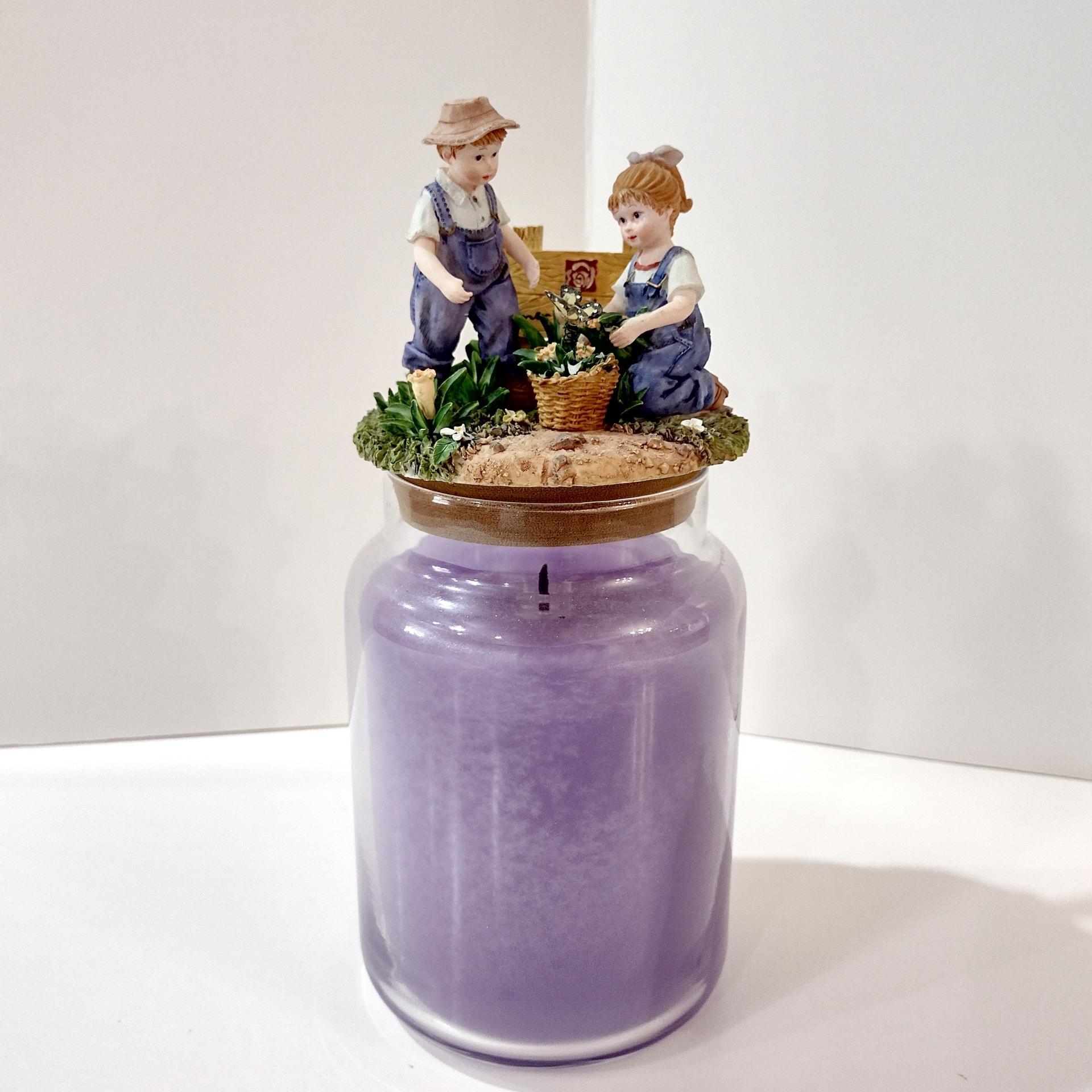 Vintage HOMCO Home Interiors Denim Days #12077 Wonder of Spring Candle Topper, Resin Jar Candle Decoration